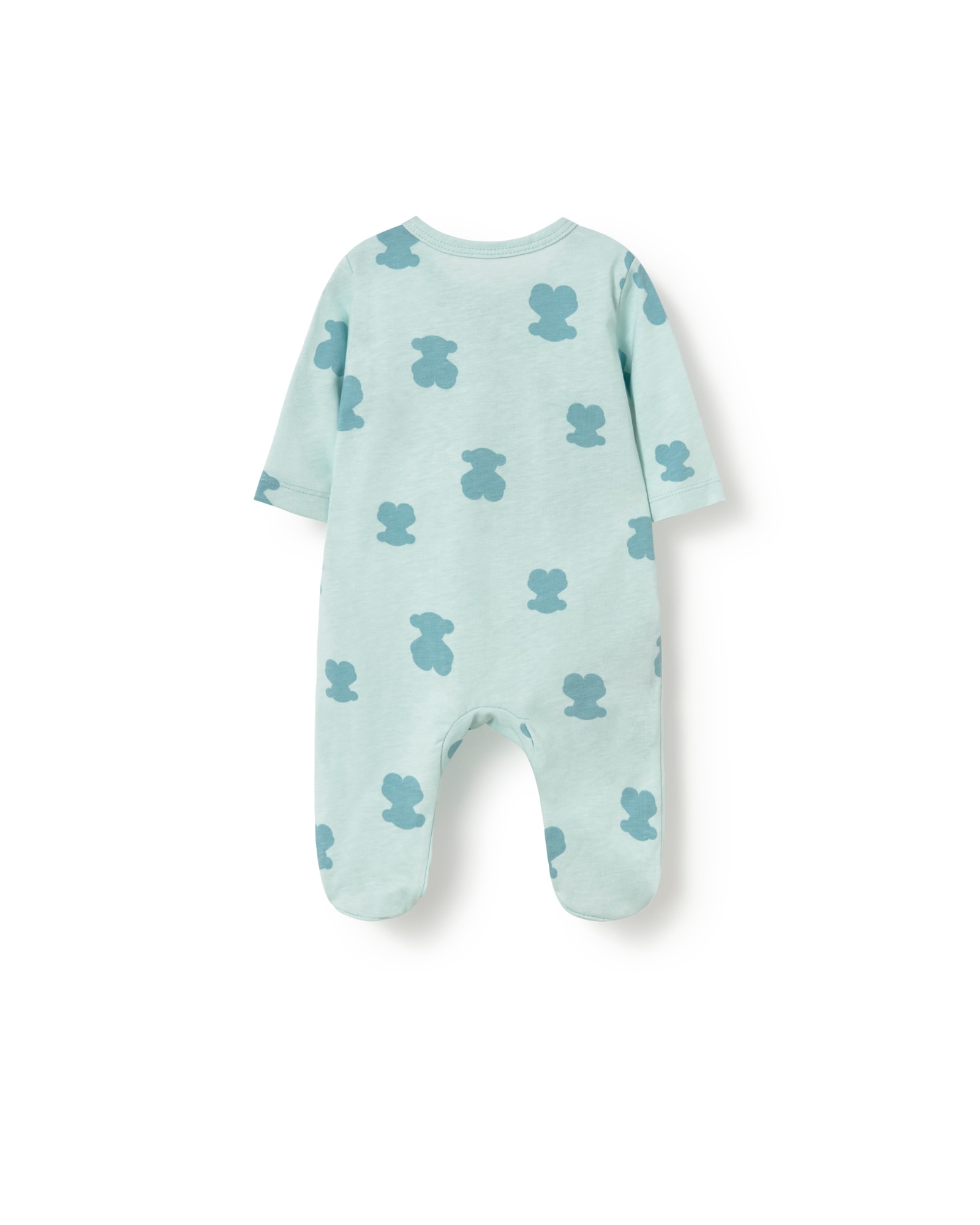 Babygrow para Bebé Cruzado em Algodão Estampado com Ursos Tous Verde Água-2