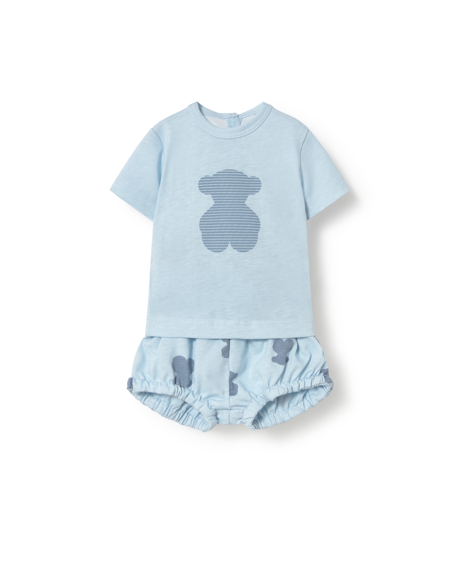 Conjunto para Bebé em Algodão com Ursos de T-shirt e Calções Tous Azul-claro-1