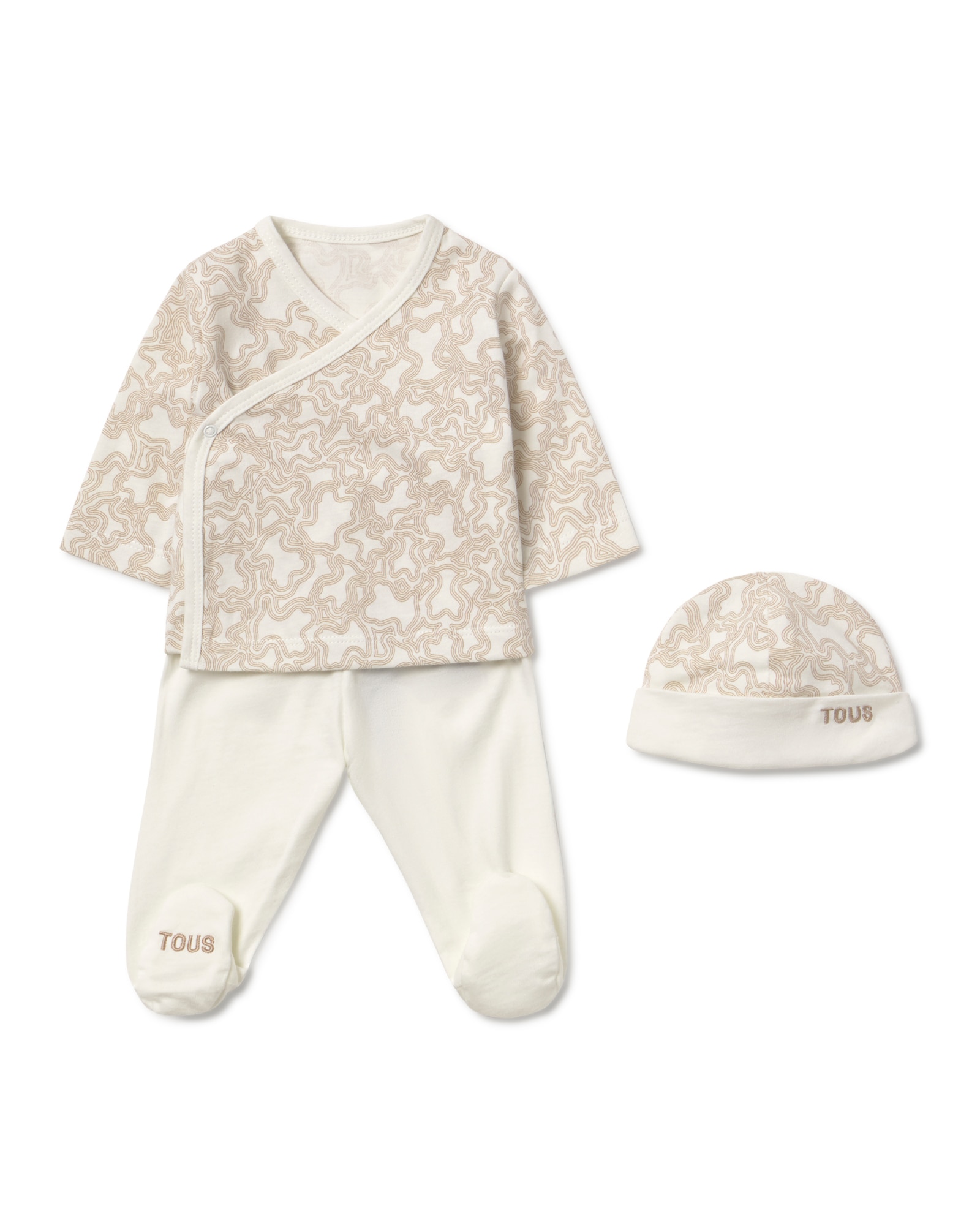 Imagem 0 de Set para Bebé Primeira Roupa de Algodão com Chapéu, T-shirt Cruzada e Calças com Pé Kaos