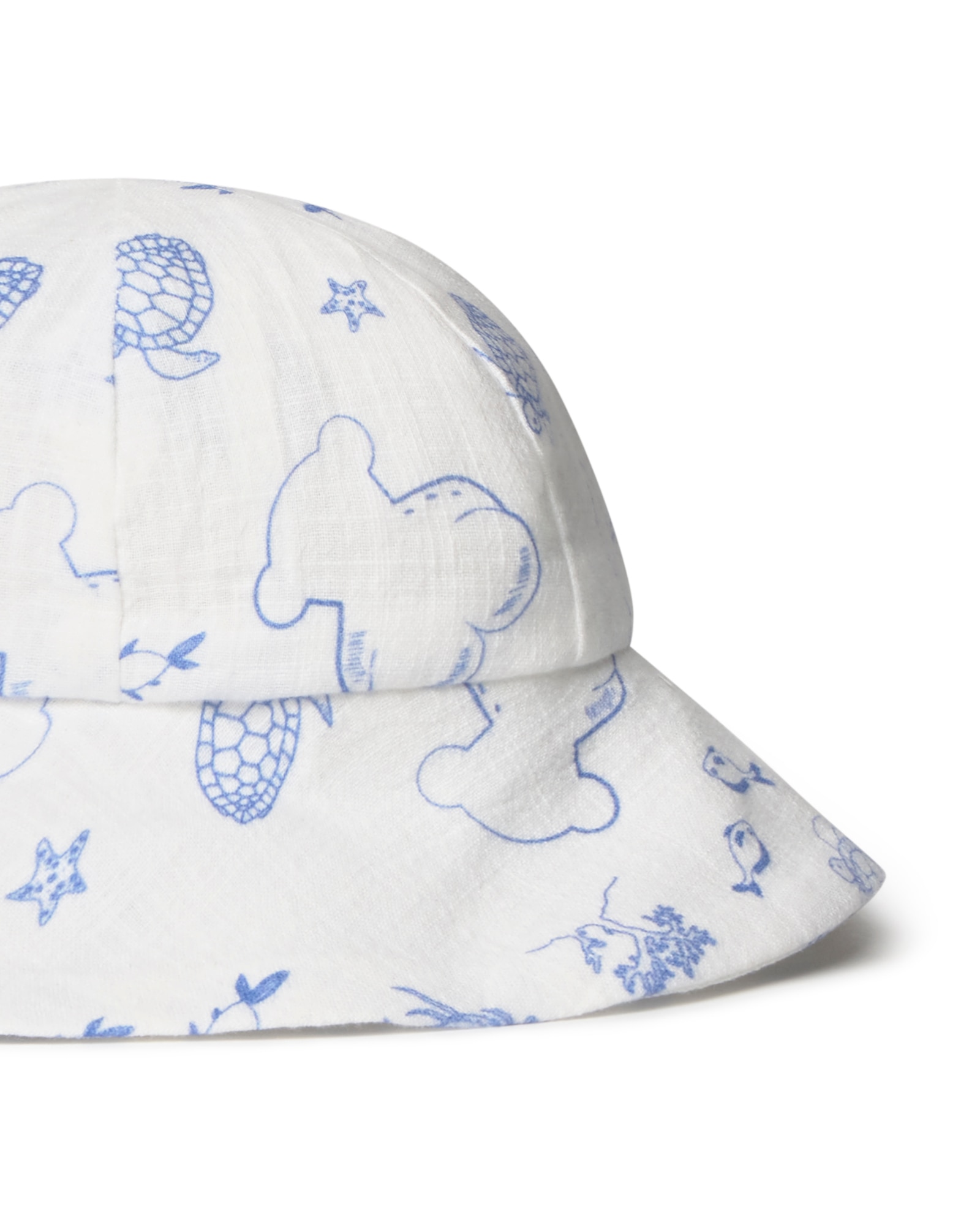 Chapéu para Bebé em Algodão com Estampado Marinho e Ursos Azul / Branco-2