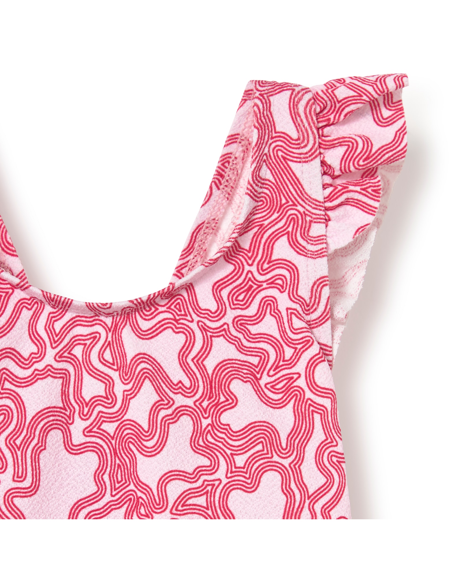 Fato de Banho Infantil com Folhos Estampado Kaos Tous Rosa / Branco-3