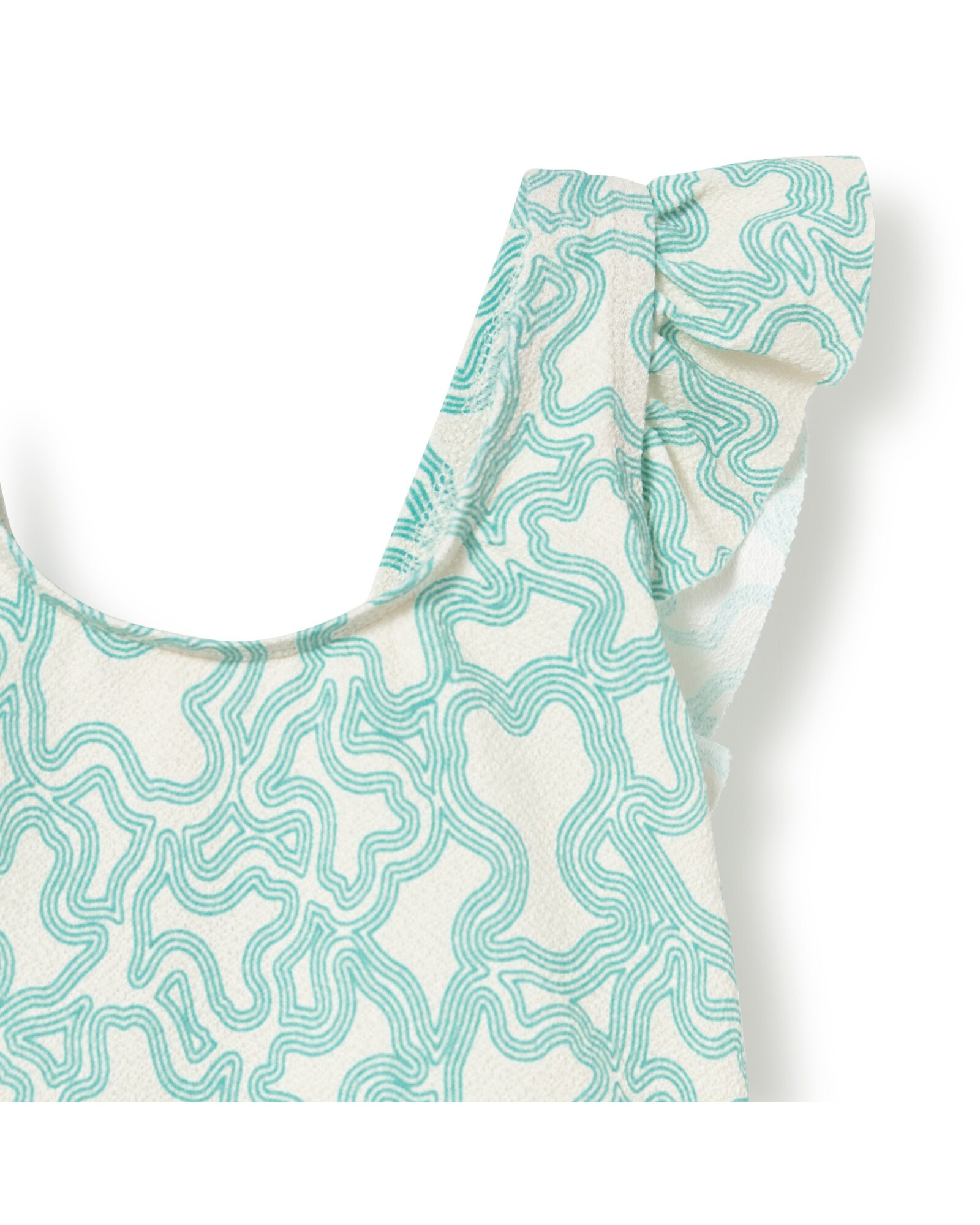 Fato de Banho Infantil com Folhos Estampado Kaos Tous Verde Água-3