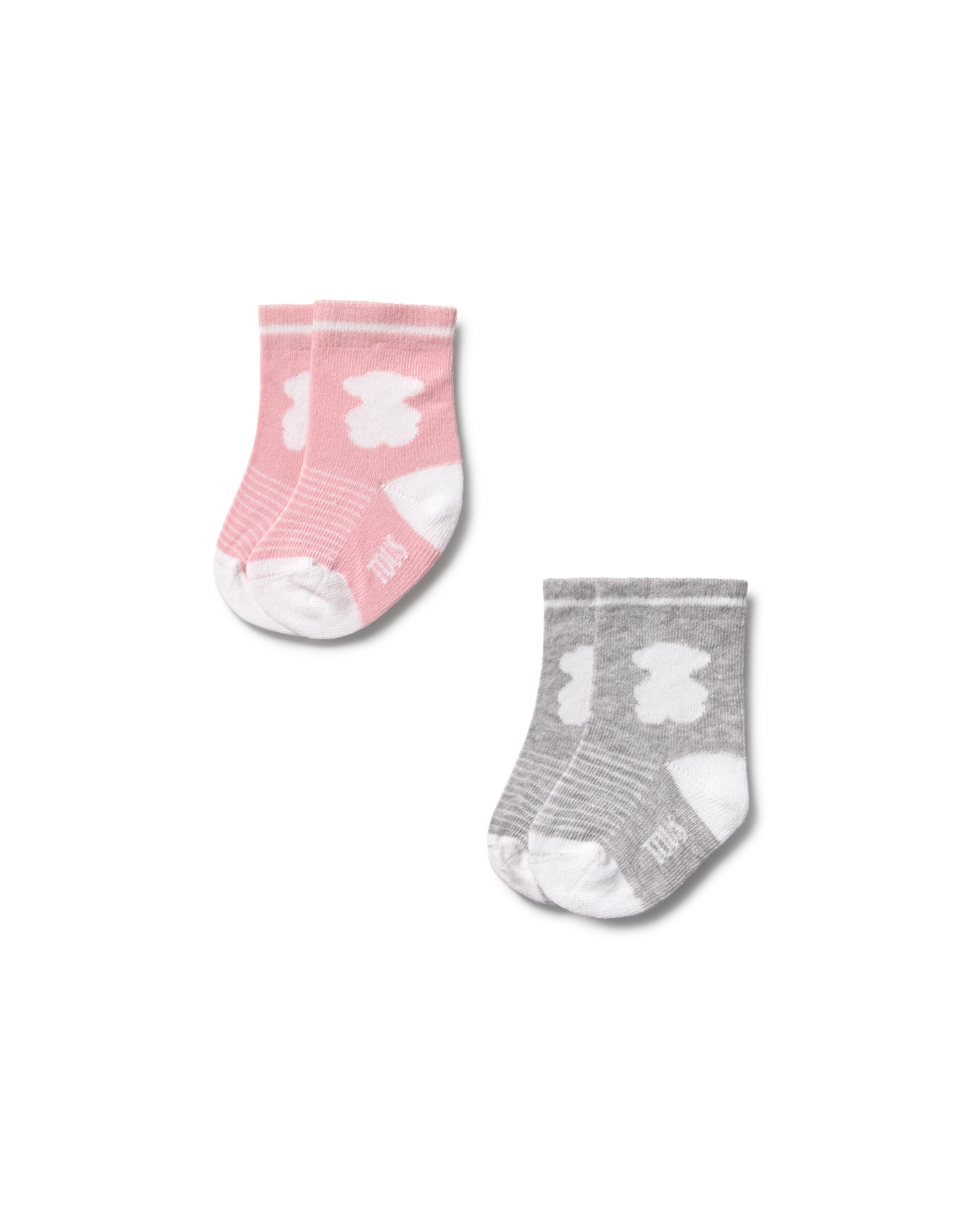 Meias Curtas para Bebé com Urso Tous Rosa / Branco-2