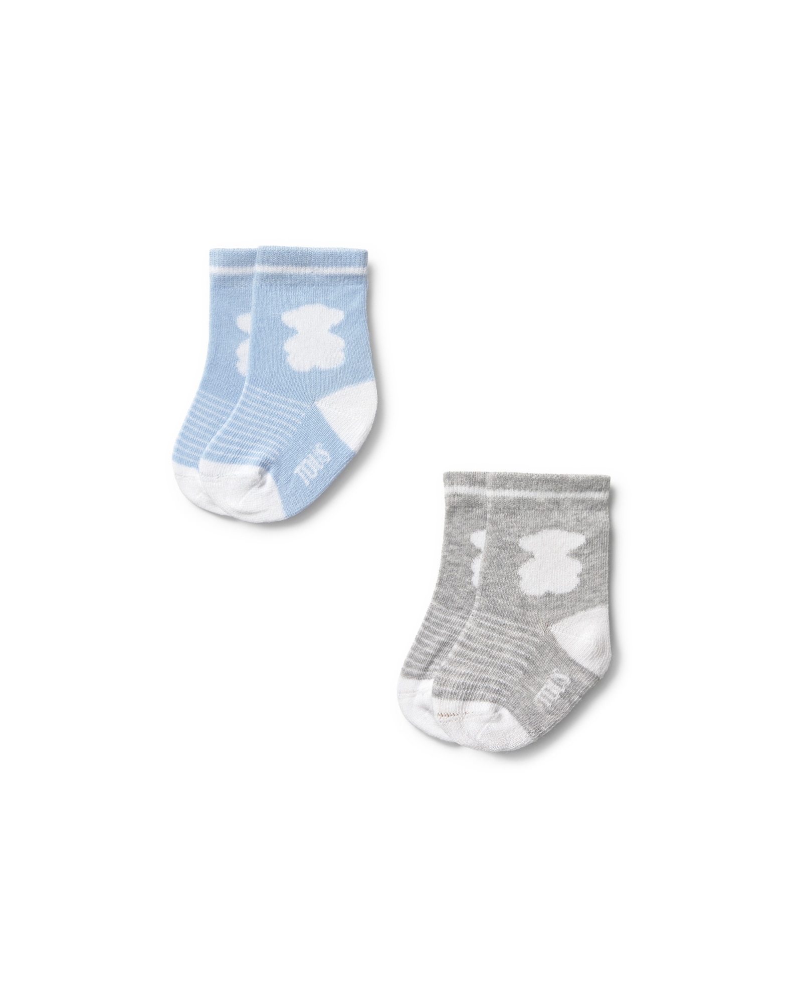 Meias Curtas para Bebé com Urso Azul-claro-2