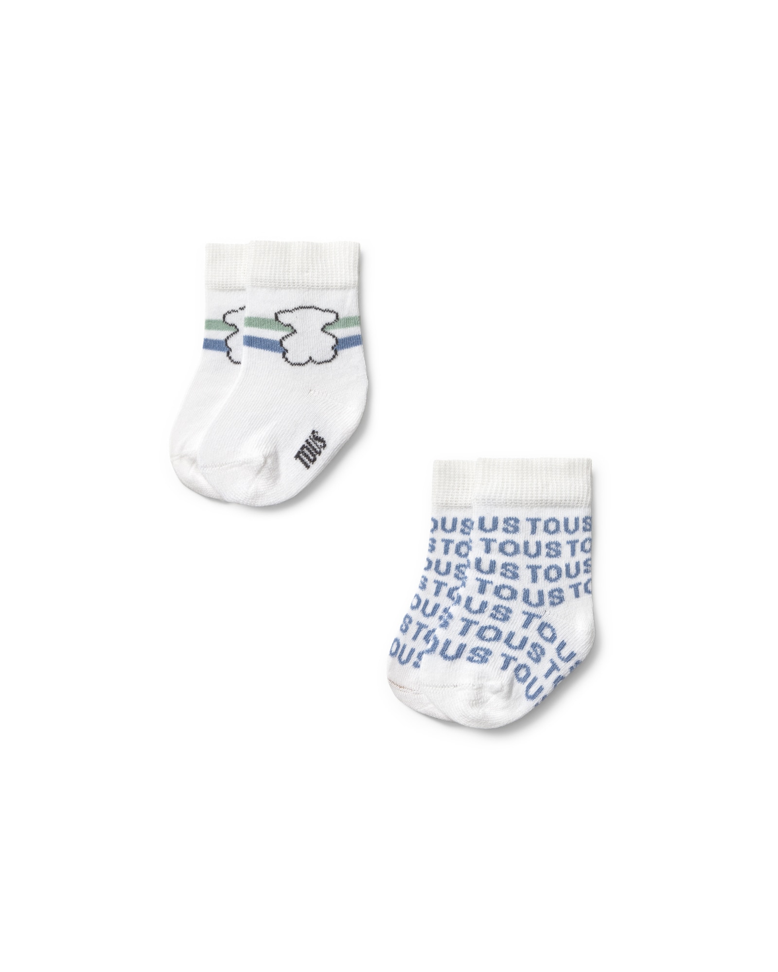 Set de 2 Meias para Bebé com Logo Tous, Riscas e Urso Branco-2