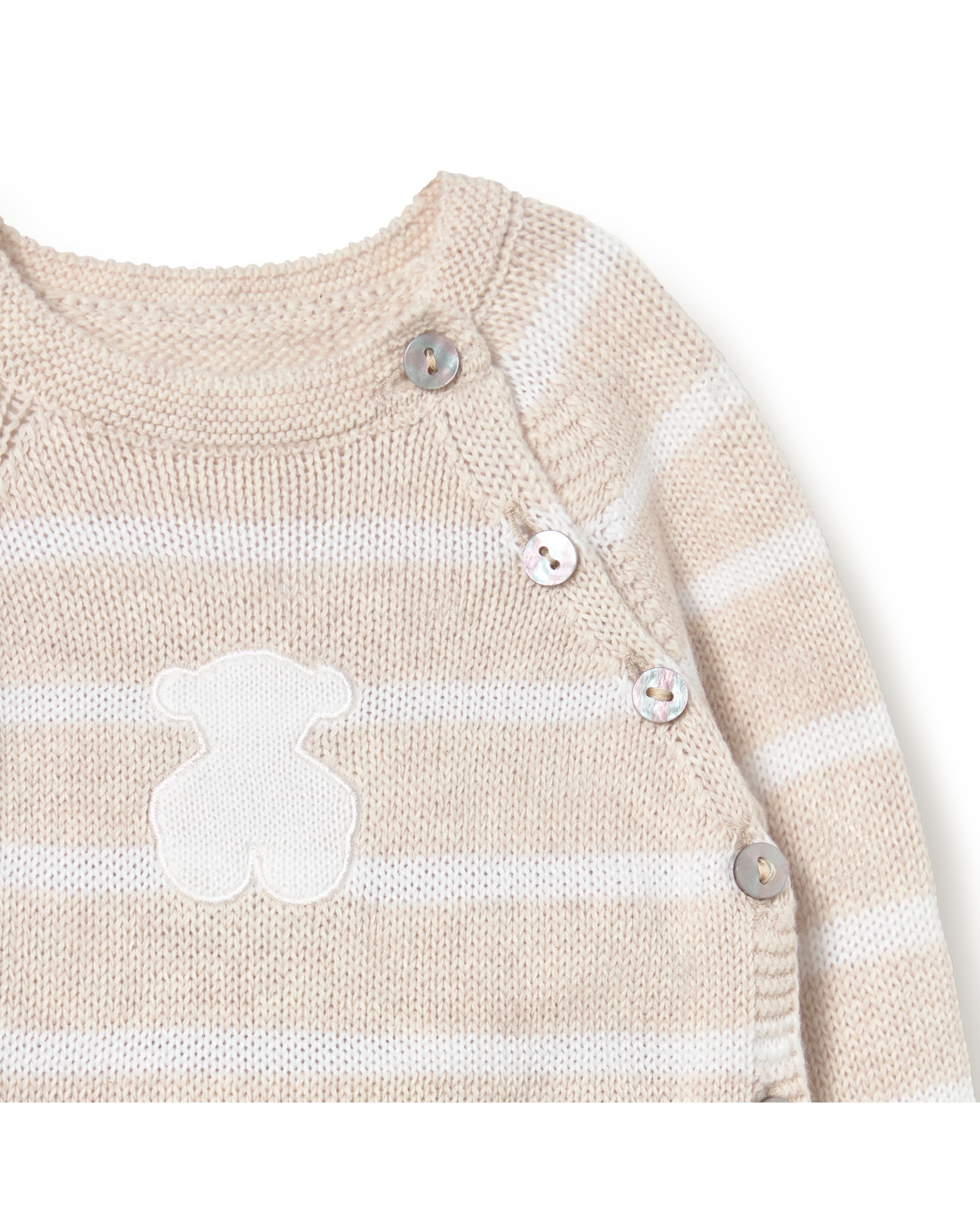 Conjunto para Bebé em Algodão Orgânico de Camisola e Calças Às Riscas e Lisas Tous Cru-4