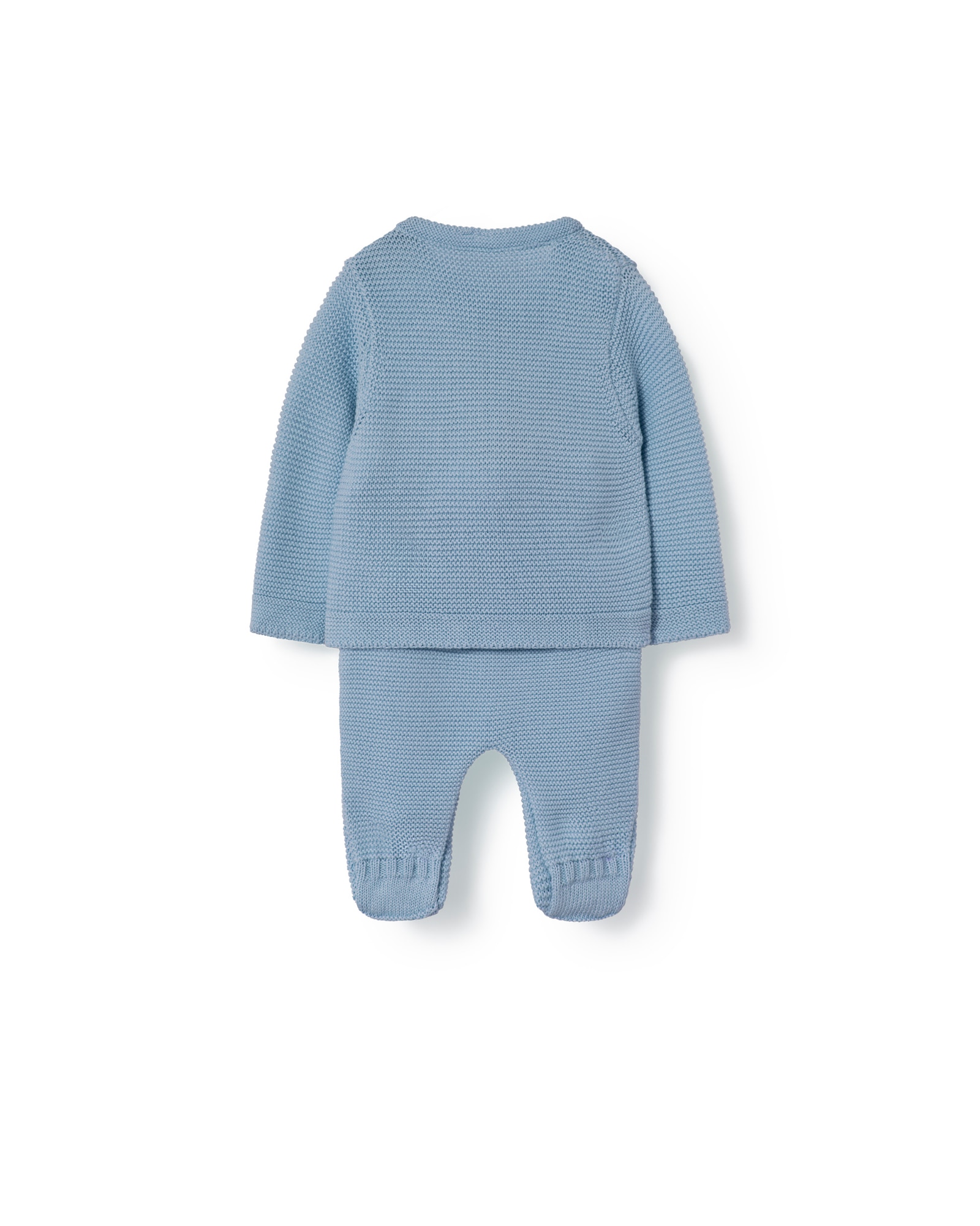 Conjunto para Bebé em Algodão Orgânico Liso de Malha Tricotada com Urso Tous Azul-claro-2