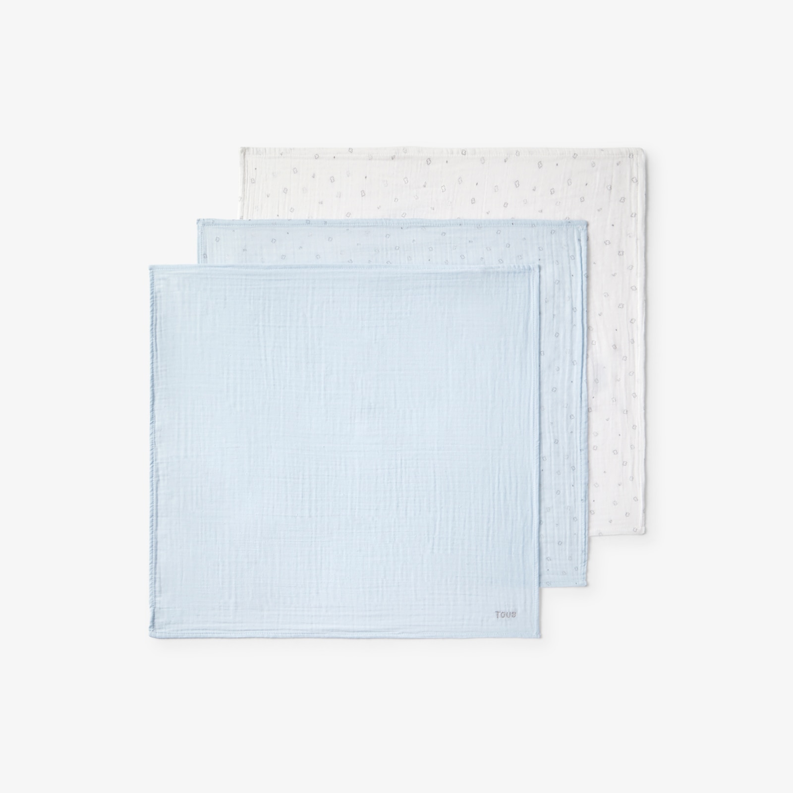 Pack de 3 Muselinas 55x55 Cm Tous Baby Microestampadas Azul-claro-2