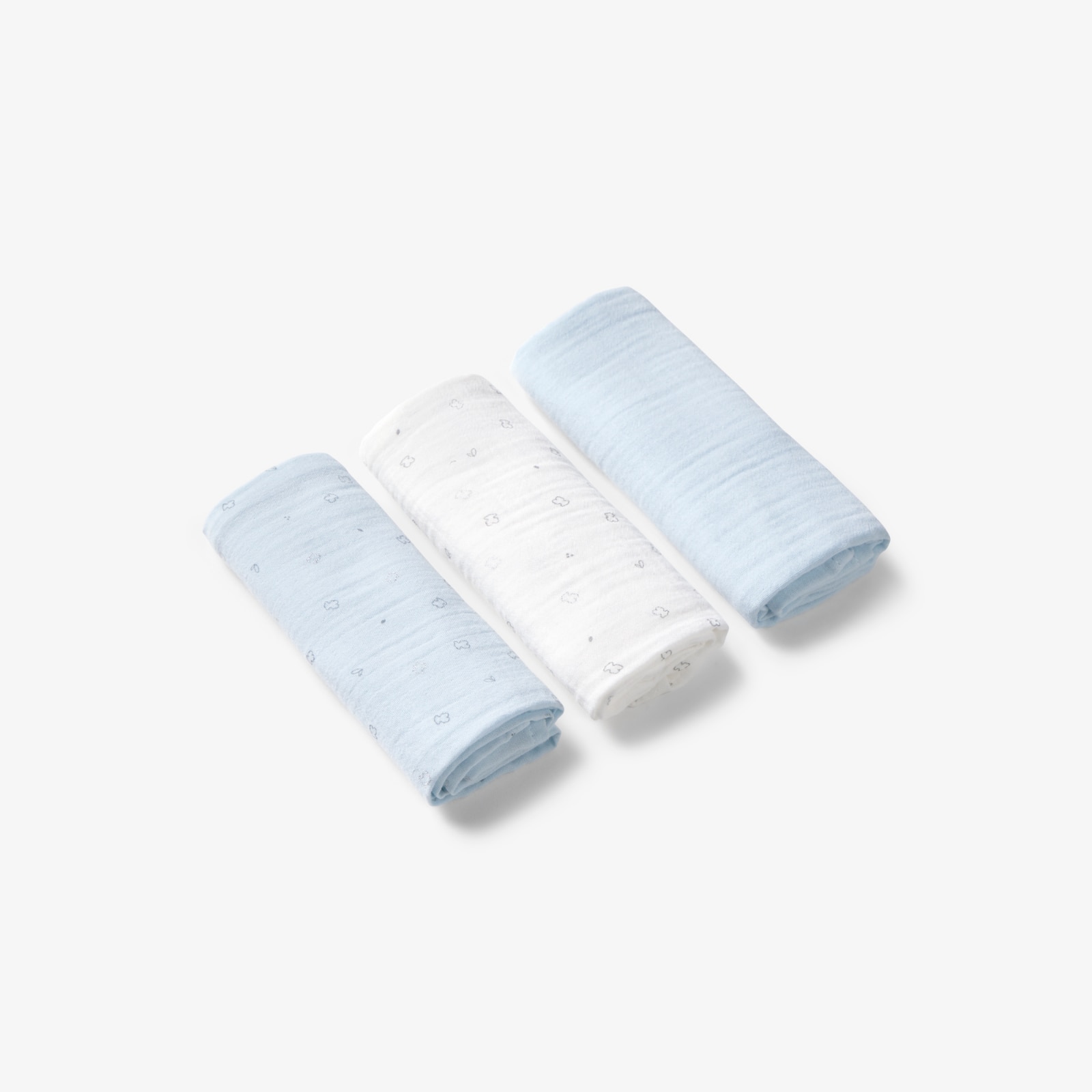 Pack de 3 Muselinas 55x55 Cm Tous Baby Microestampadas Azul-claro-3