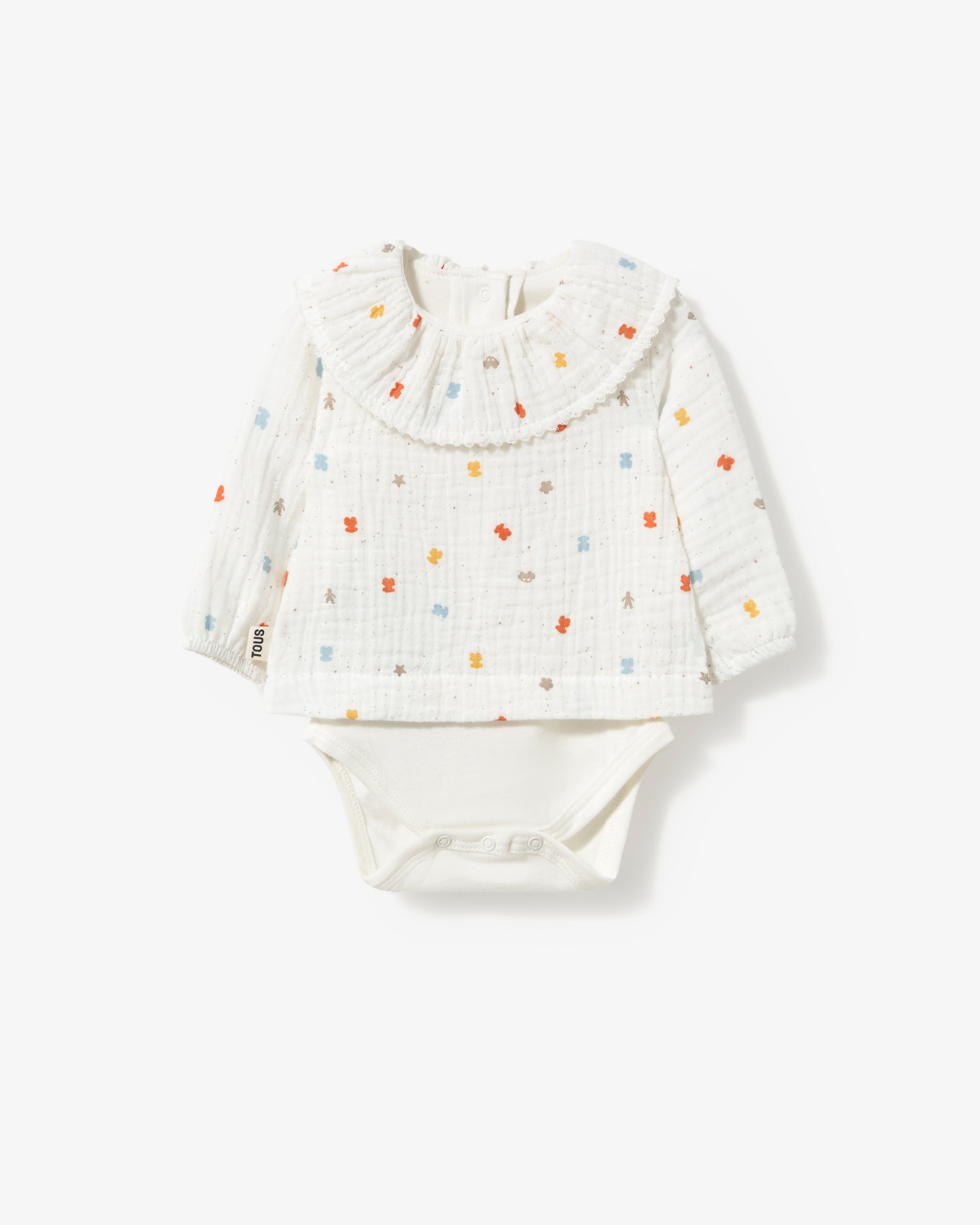 Imagem 0 de Body com Blusa para Bebé em Algodão de Muselina Estampada com Ursos Multicolor