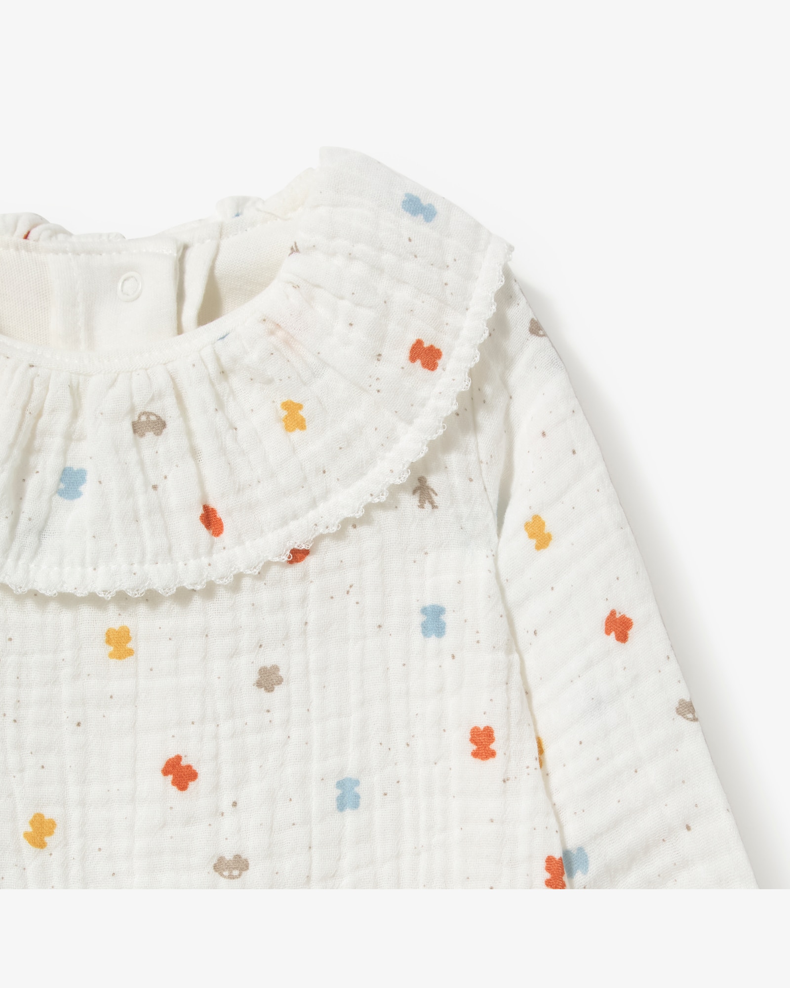 Body com Blusa para Bebé em Algodão de Muselina Estampada com Ursos Multicolor Tous Cru-3