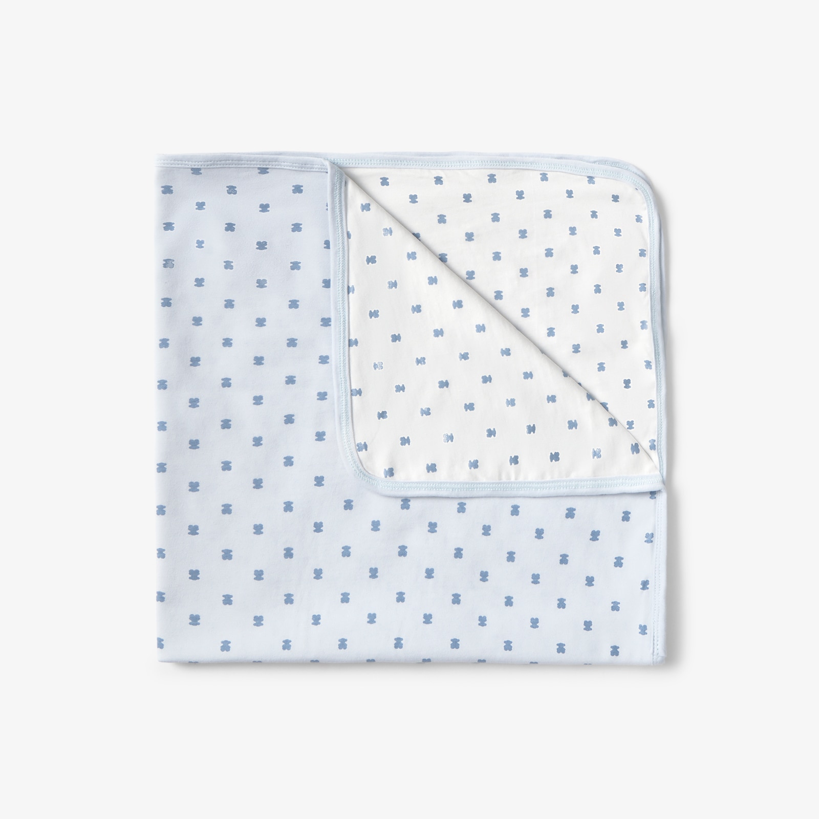 Manta de Algodão 75x75 Cm Tous Baby Estampada com Multi Ursos Azul-claro-2