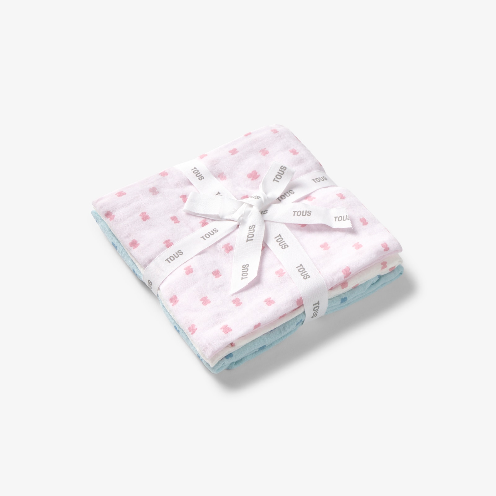 Pack de 3 Muselinas 55x55 Cm Tous Baby Microestampadas com Ursos Rosa-4
