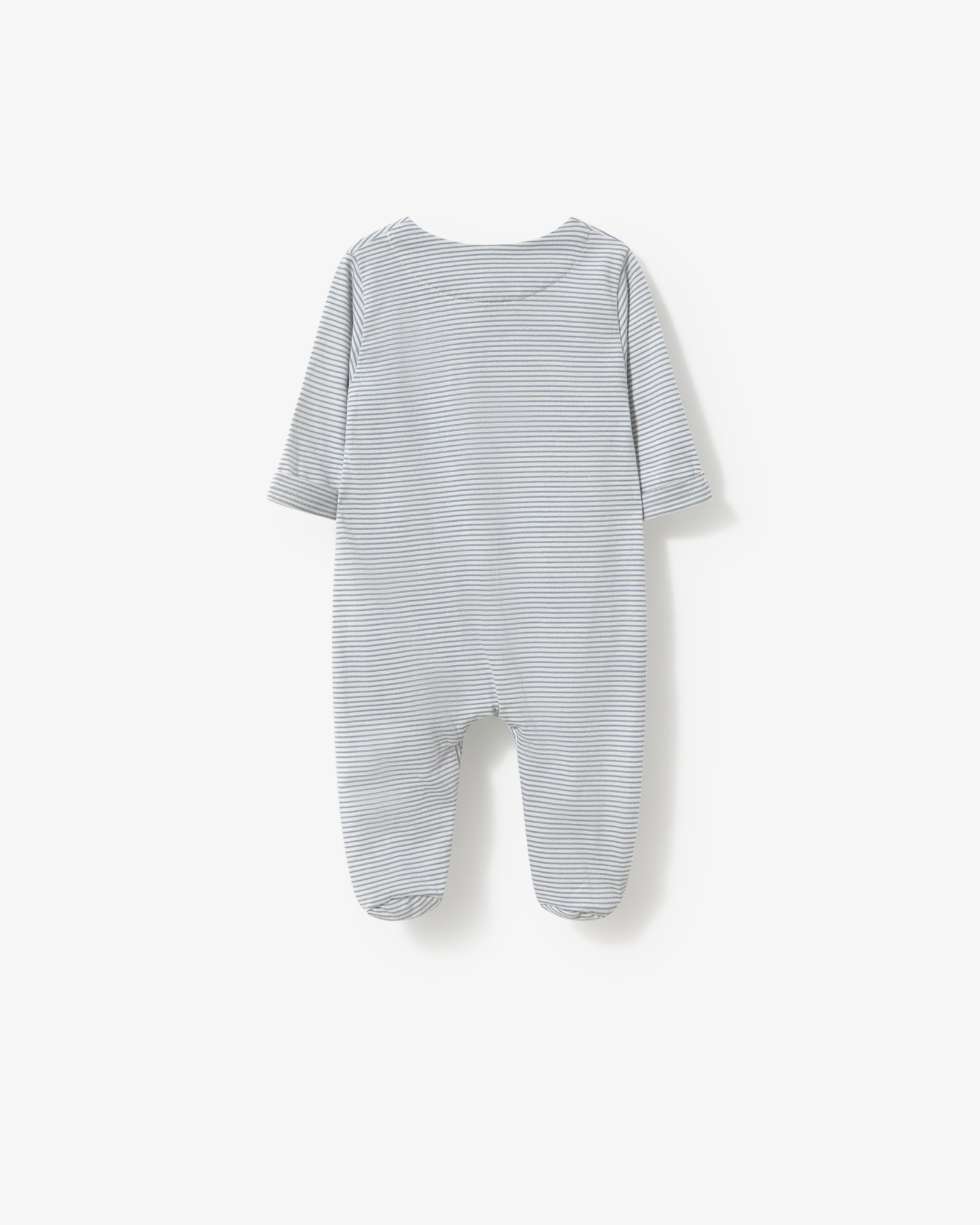 Babygrow para Bebé em Algodão Às Riscas com Abotoado Frontal Azul-claro-2