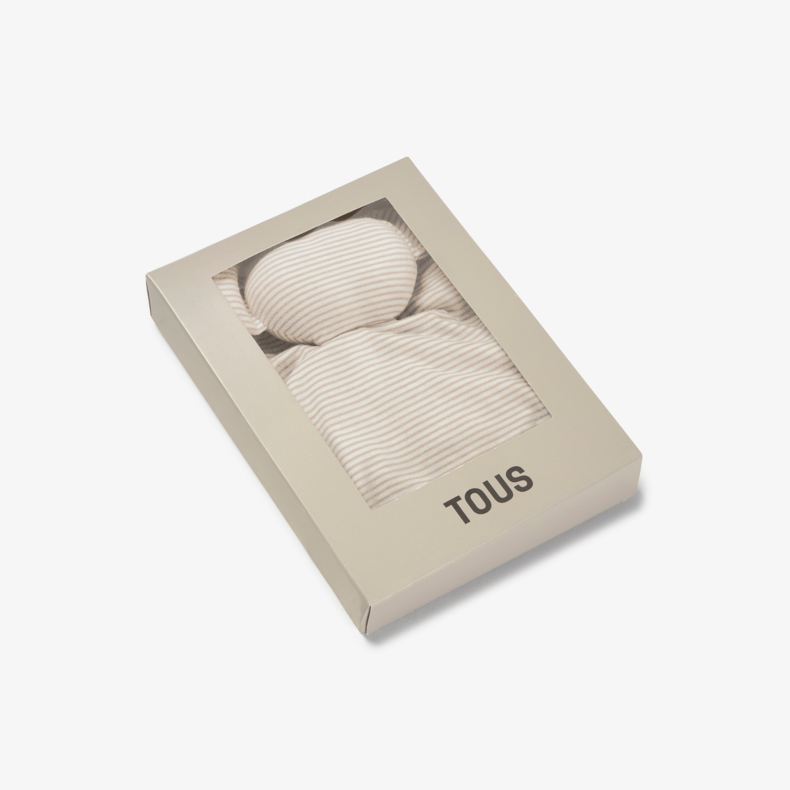 Doudou Tous Baby de Algodão Às Riscas Bege-4