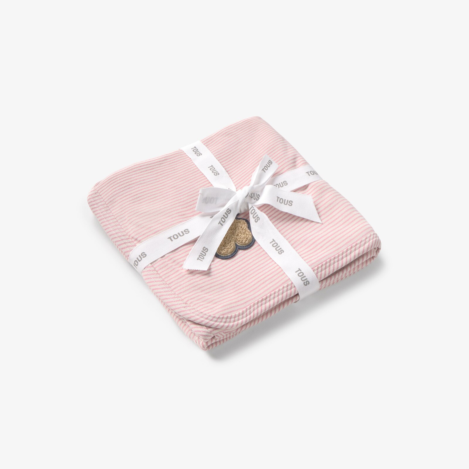 Manta de Algodão 75x75 Cm Tous Baby Às Riscas Rosa-2