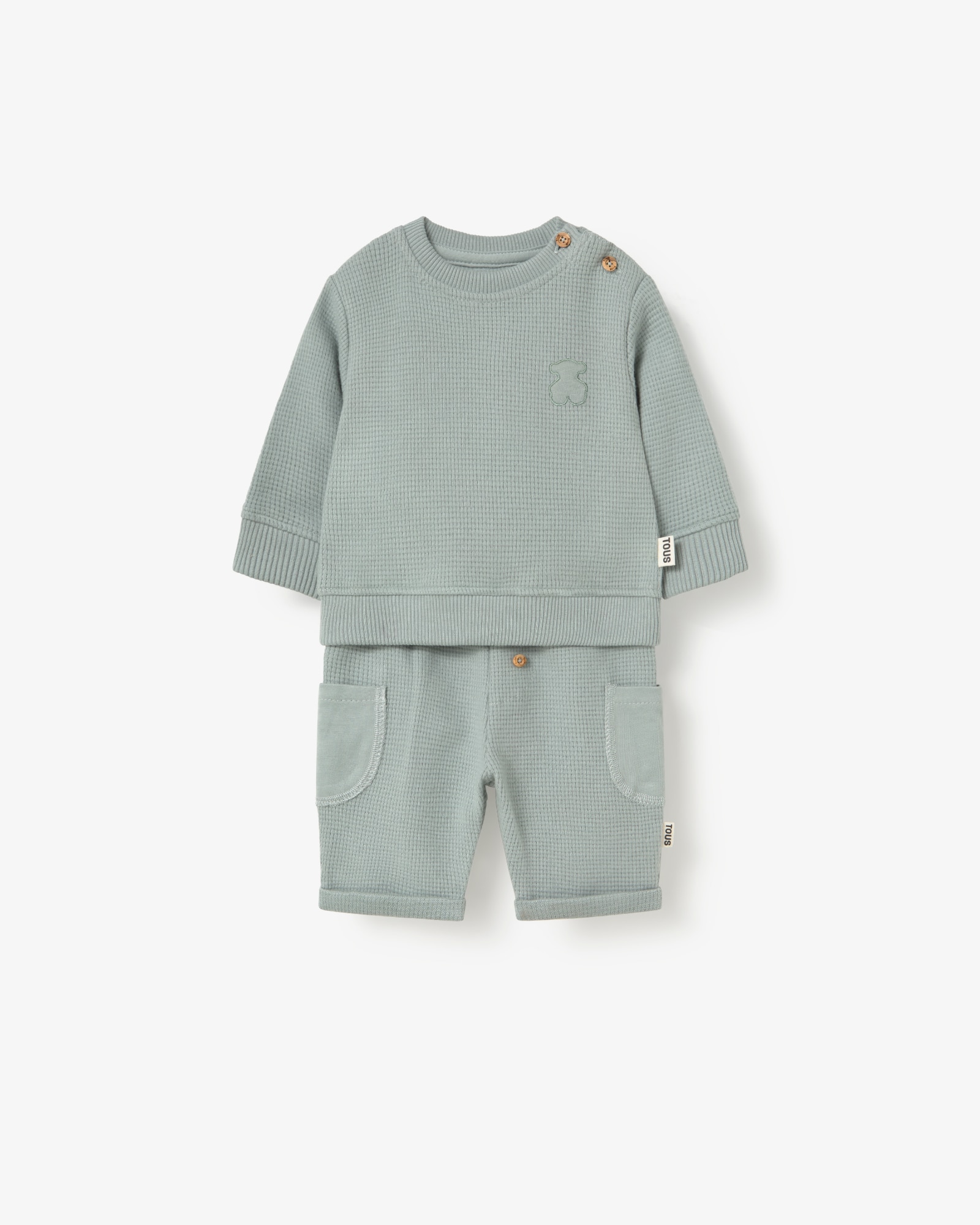 Imagem 0 de Conjunto para Bebé em Algodão Liso com Camisola e Calças Desportivas