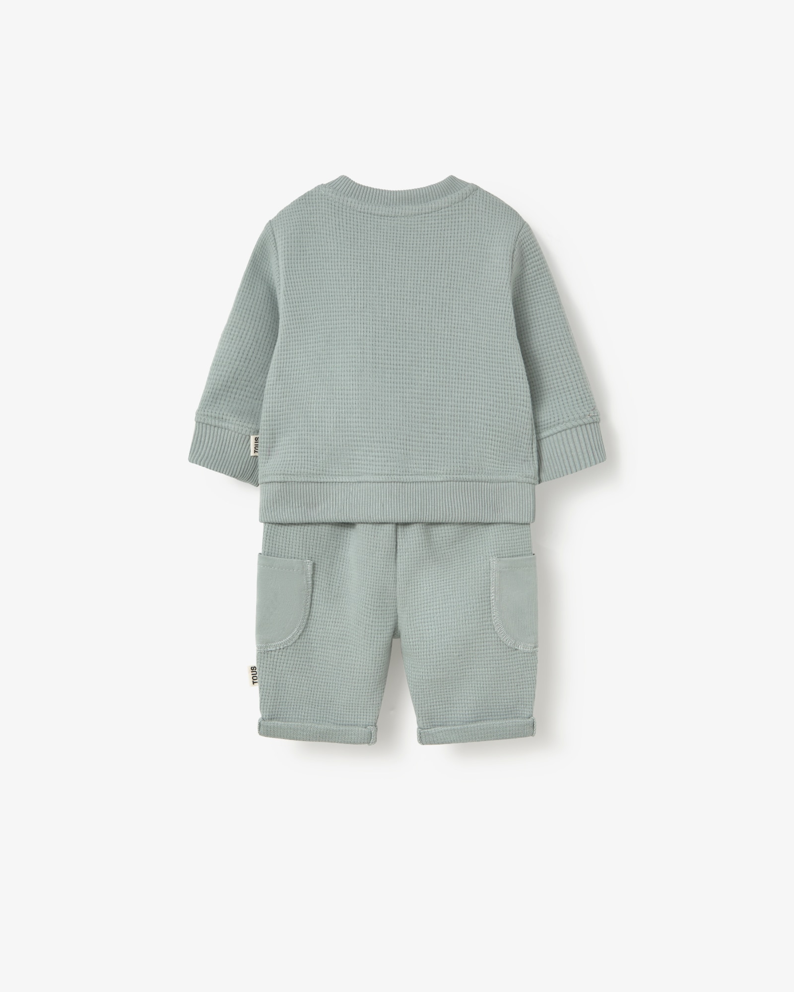 Conjunto para Bebé em Algodão Liso com Camisola e Calças Desportivas Verde-2