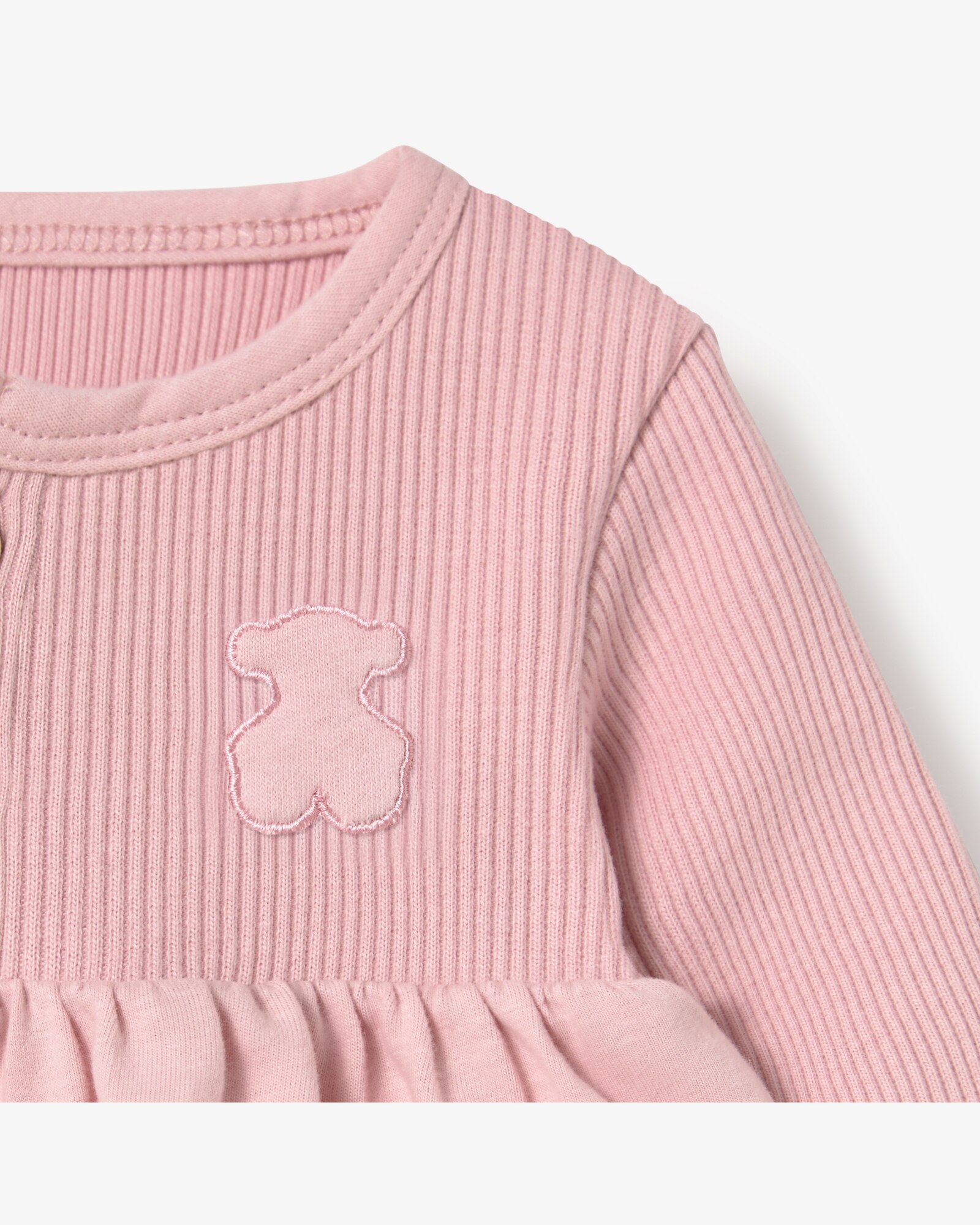 Body com Saia para Bebé em Algodão Liso Rosa-3