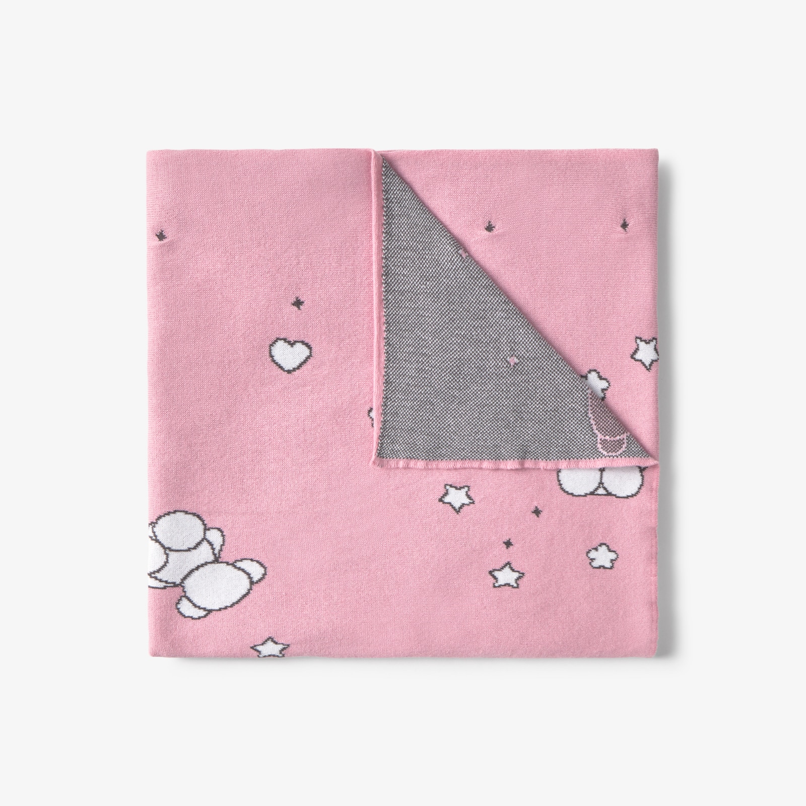 Manta para Mini Berço ou Berço 78x104 Cm Tous Baby com Estrelas e Ursos Bold Bear Rosa-2