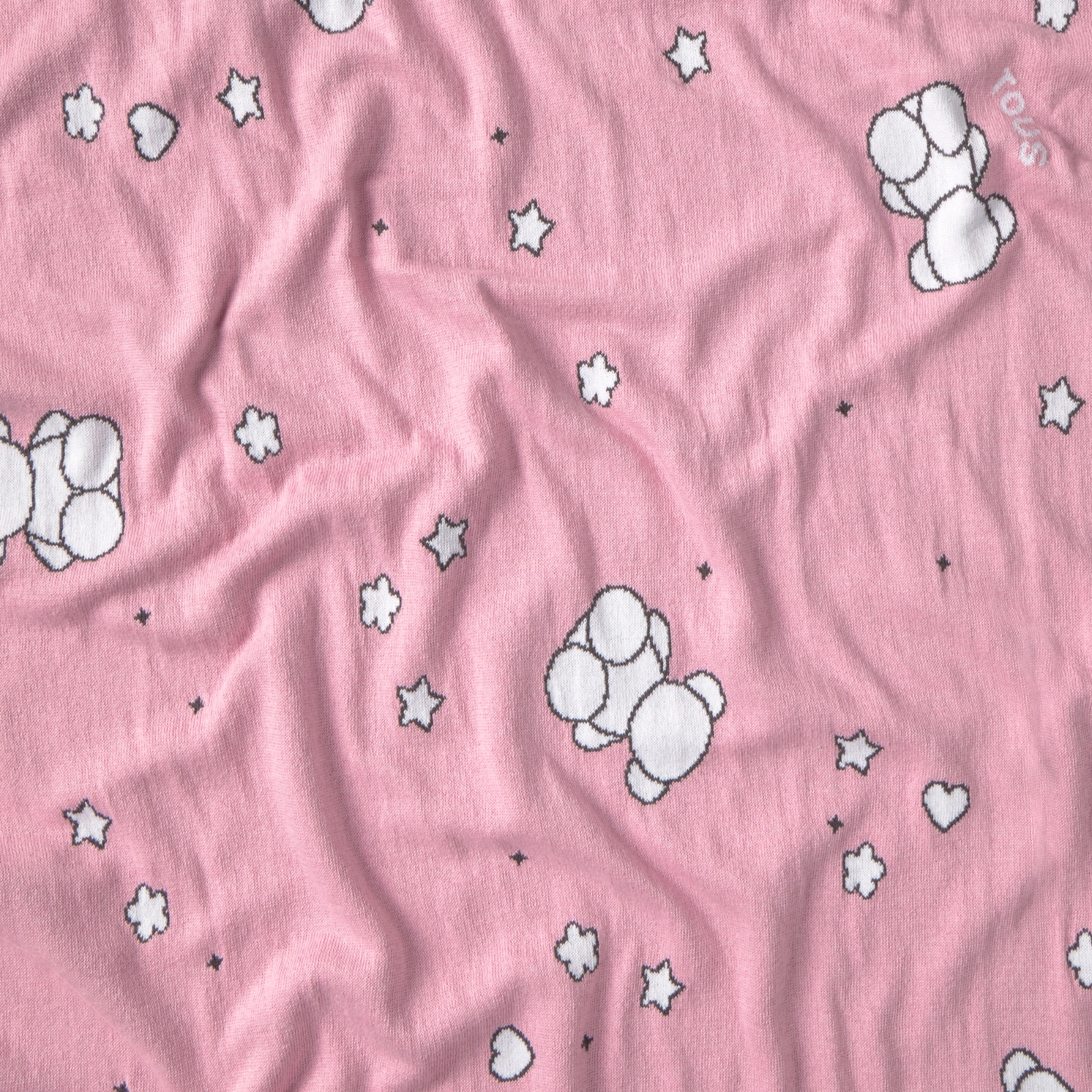 Manta para Mini Berço ou Berço 78x104 Cm Tous Baby com Estrelas e Ursos Bold Bear Rosa-3