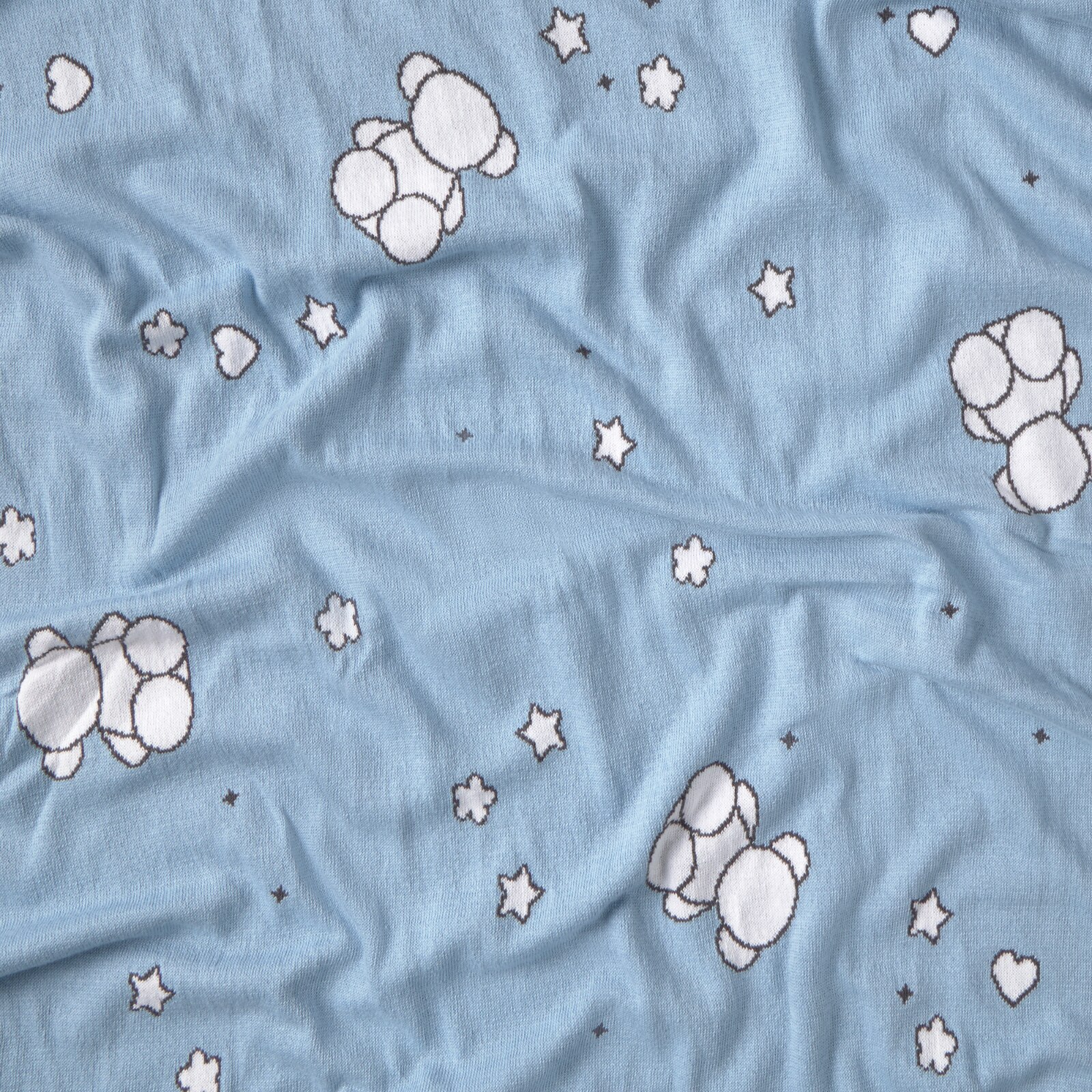 Manta para Mini Berço ou Berço 78x104 Cm Tous Baby com Estrelas e Ursos Bold Bear Azul-3