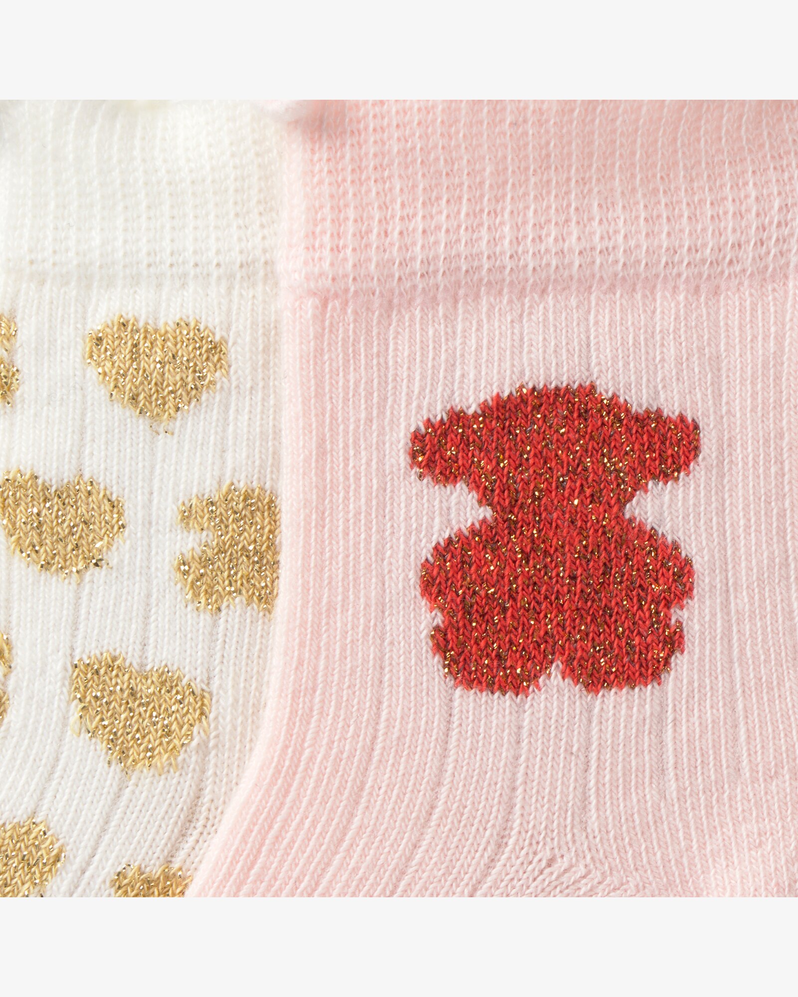 Set de 2 Meias para Bebé com Urso e Ursos de Lurex Tous Rosa-3