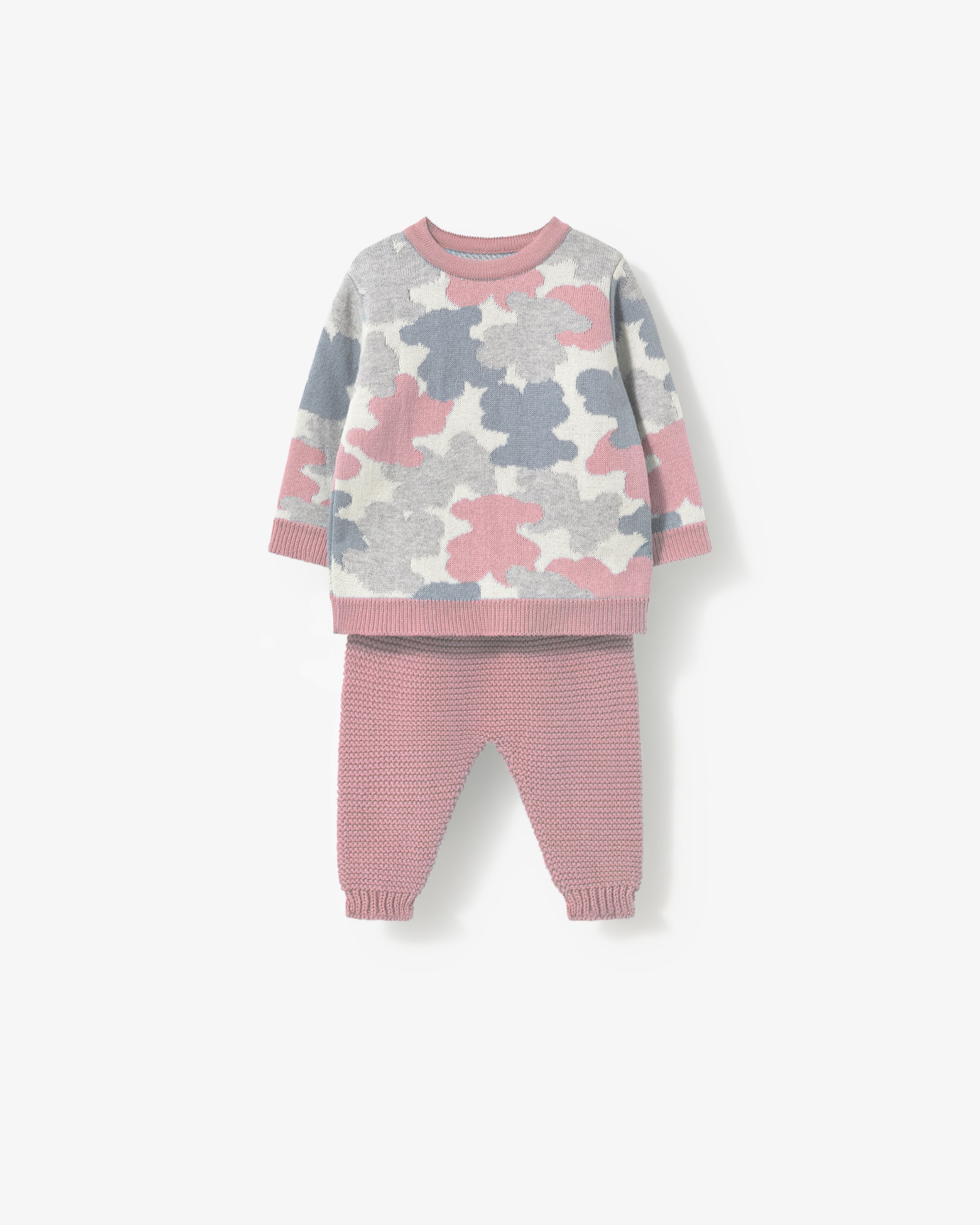Conjunto para Bebé em Algodão de Camisola com Ursos e Calças Lisas Tous Rosa-1