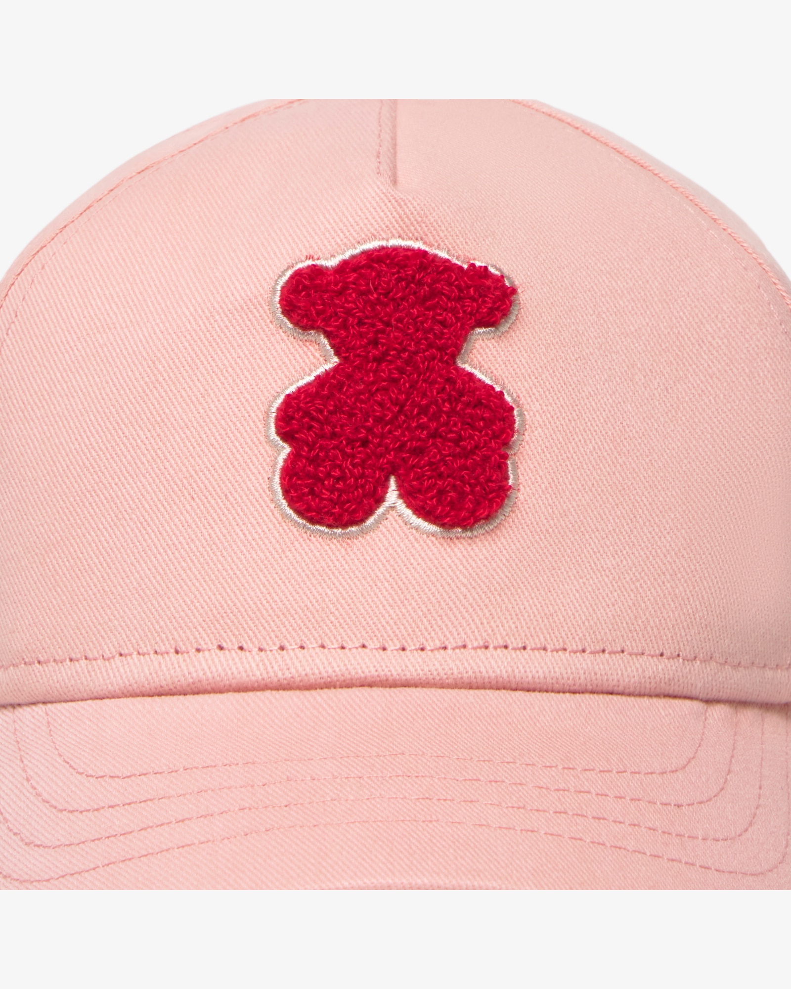 Boné de Estilo Béisbol para Bebé em Algodão Liso com Urso Rosa-3