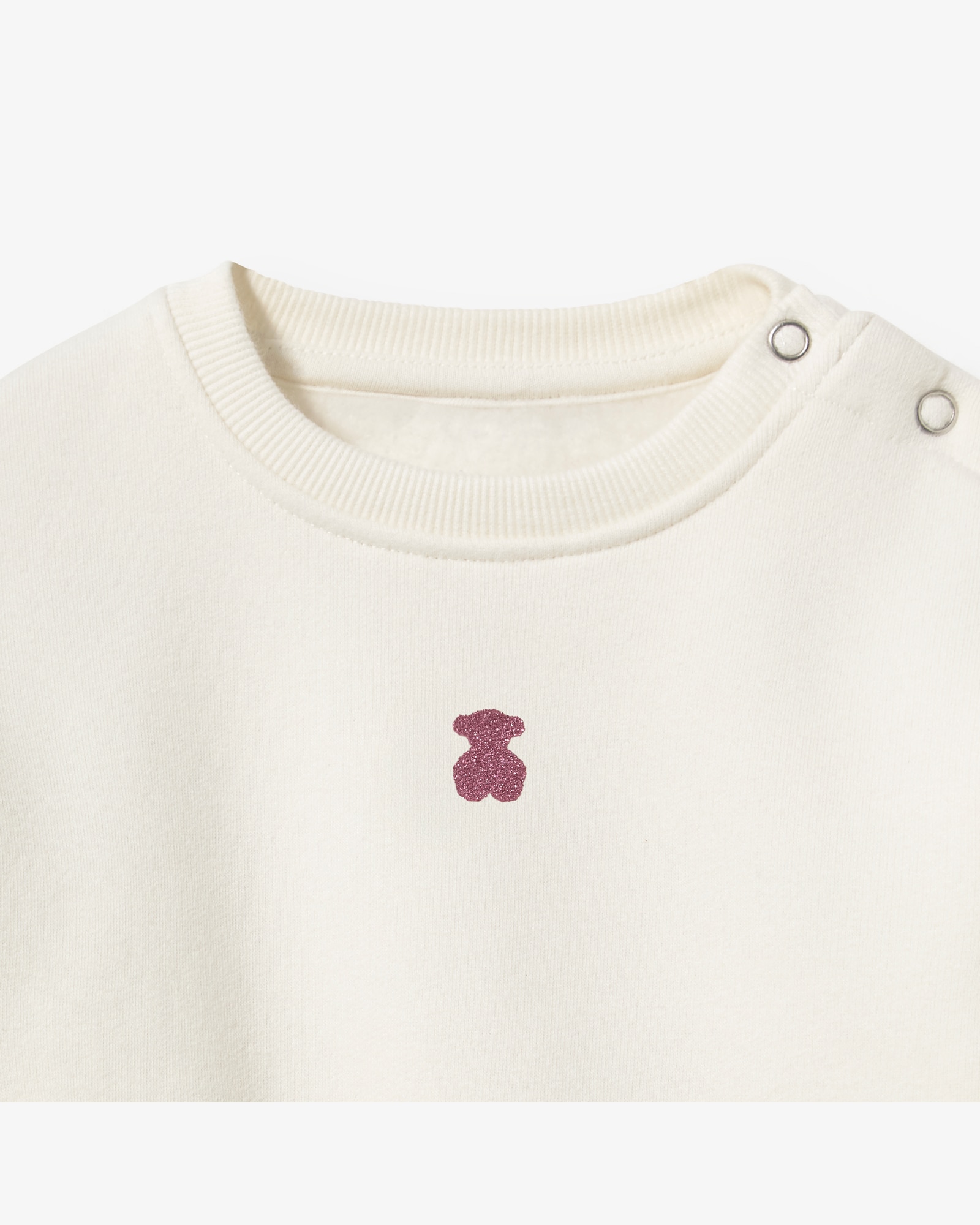 Sweatshirt Infantil com Urso Glitter em Baixo no Decote Cru-3