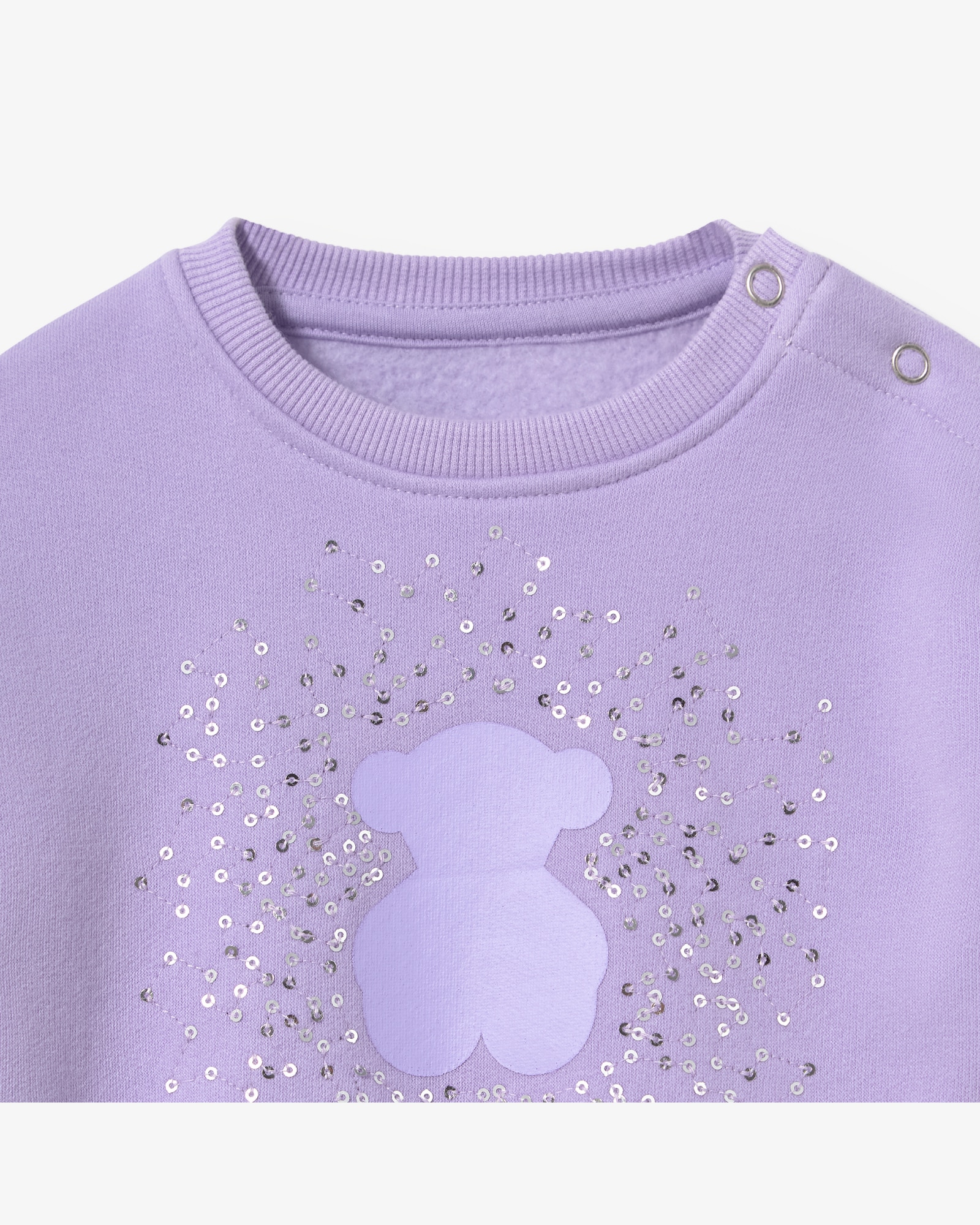 Sweatshirt Infantil com Urso de Lantejoulas Transparentes Frontal Lilás-3