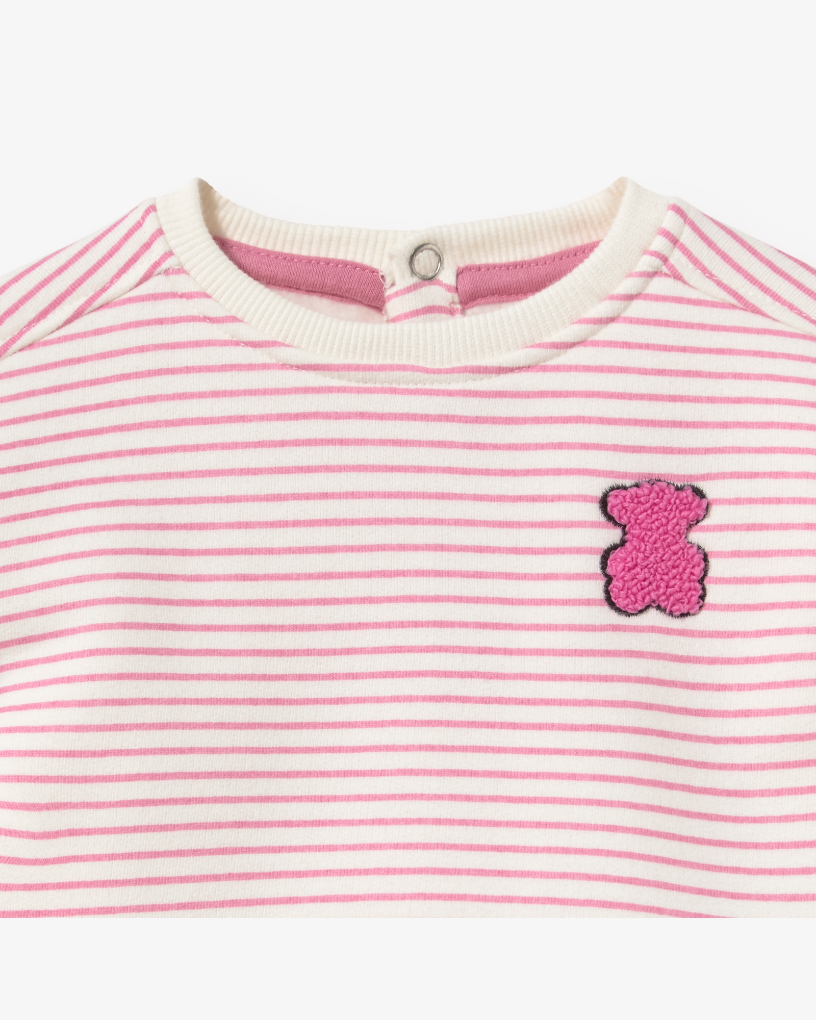 Sweatshirt Infantil Às Riscas com Urso no Peito Rosa-3