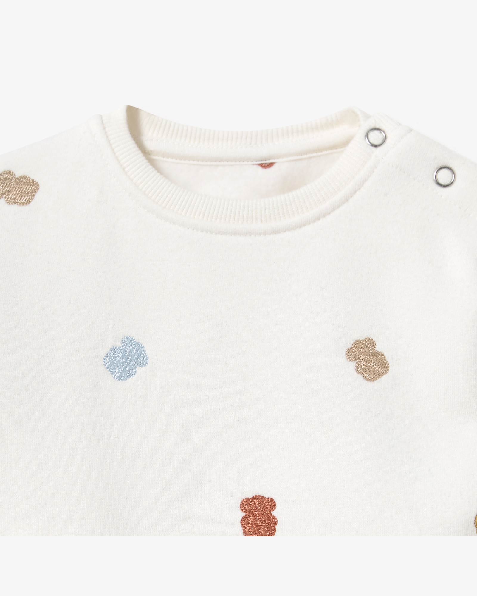 Sweatshirt com Ursos Multicolor Bordados Cru-3