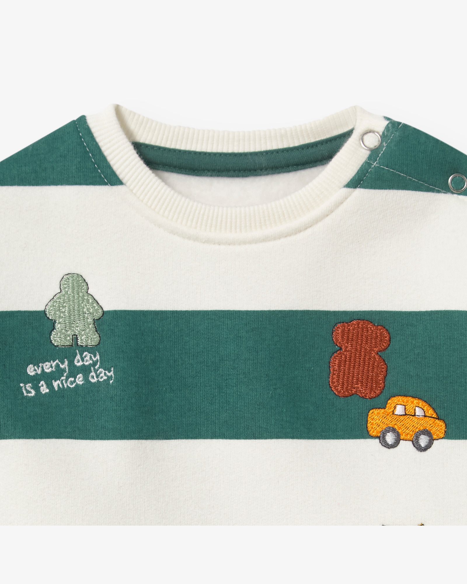 Sweatshirt para Bebé Às Riscas com Motivos Tous Bordados Verde-3