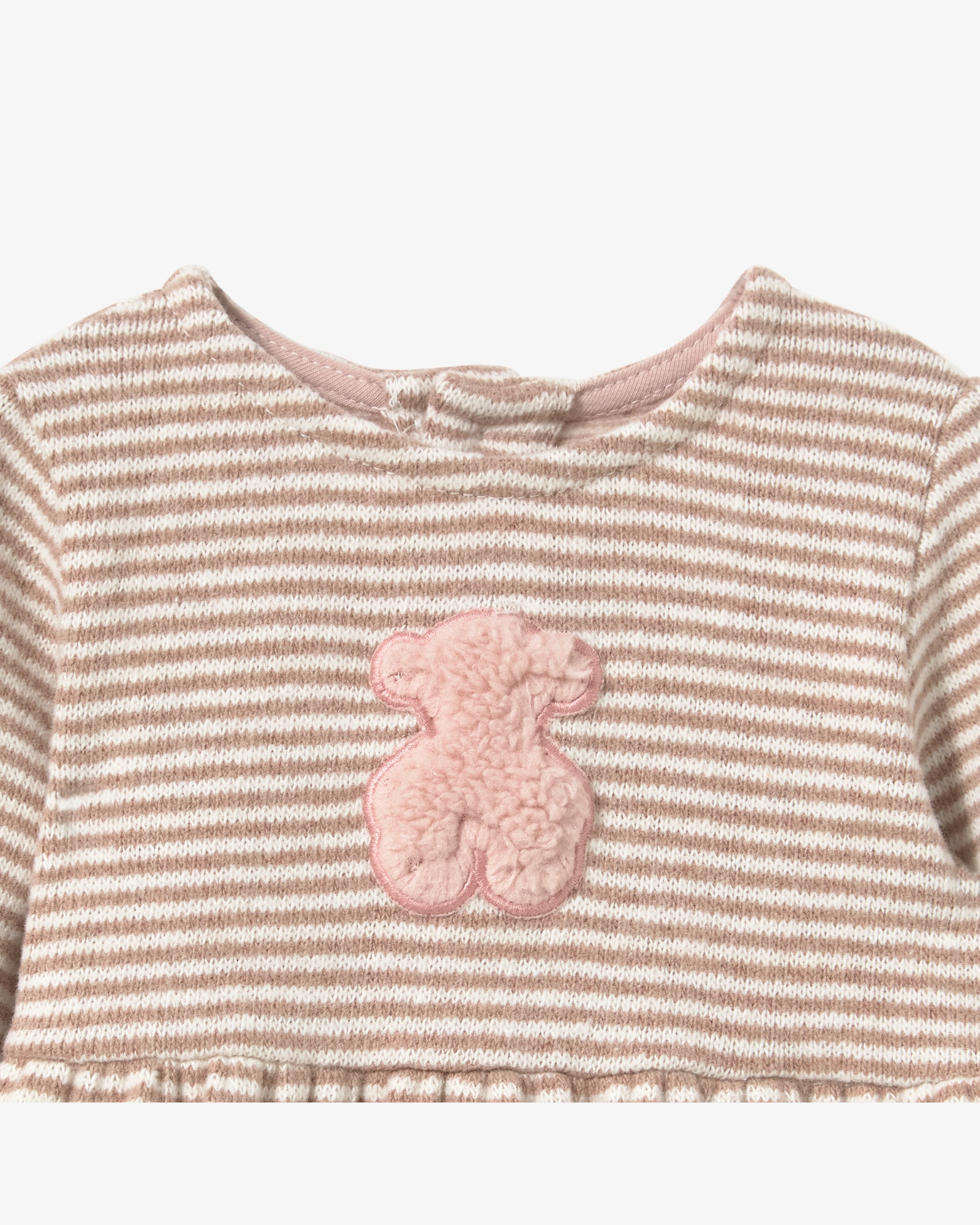 Vestido Infantil Às Riscas com Urso Abaixo Do Decote Tous Rosa-3
