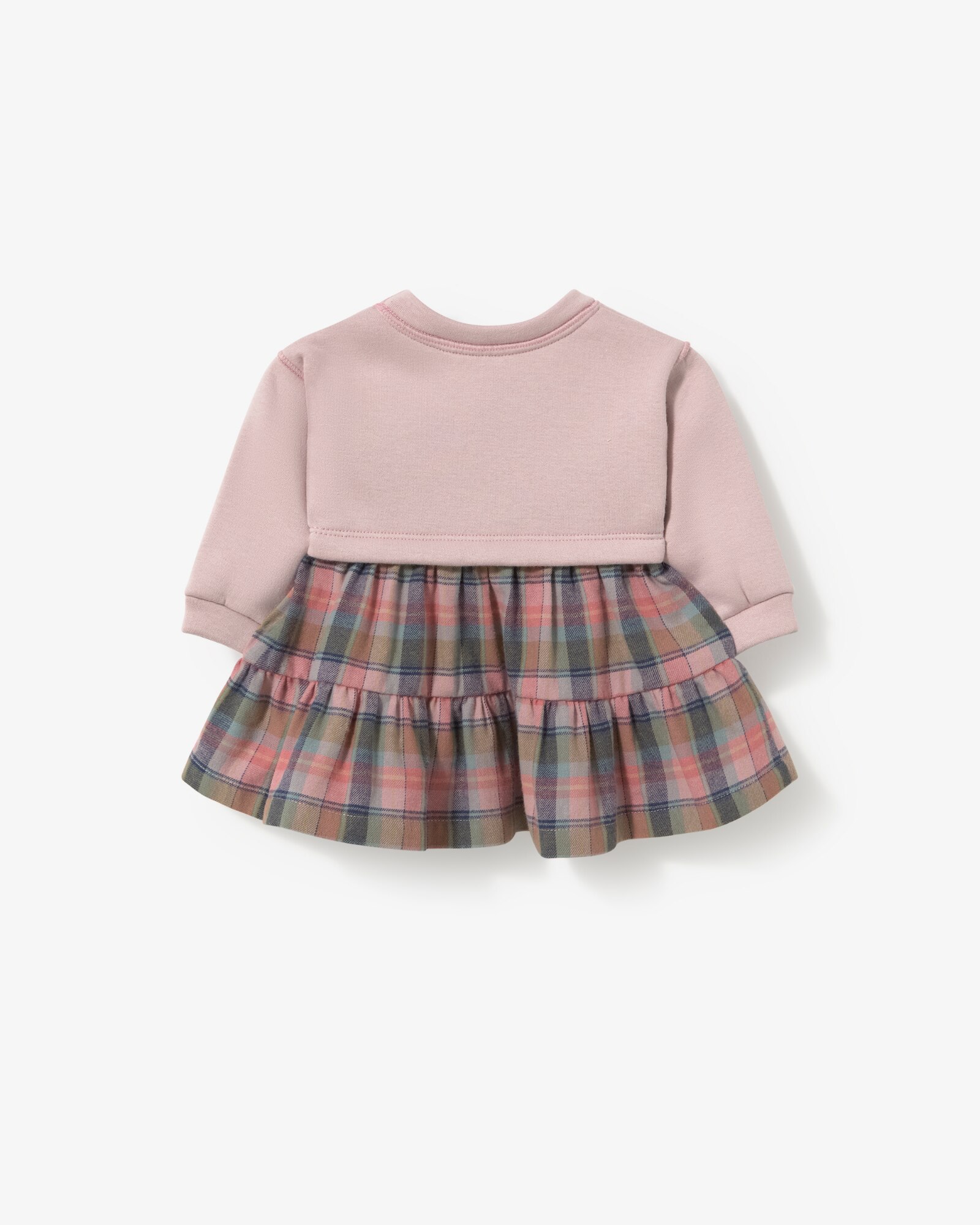 Vestido Infantil Combinado Às Riscas e Liso com Urso Abaixo Do Decote Tous Rosa-2
