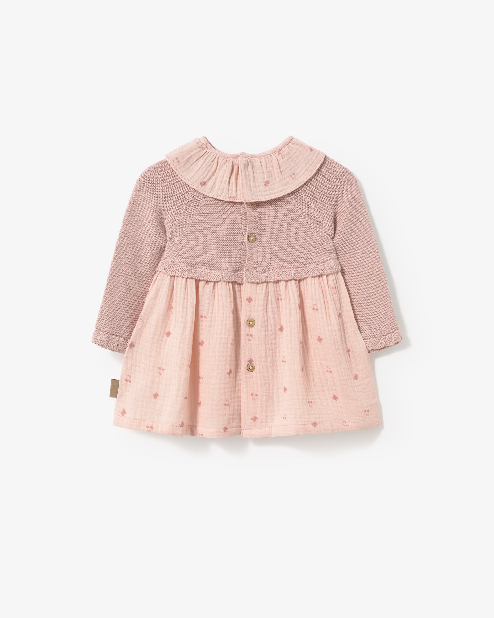 Vestido Infantil Combinado em Tricô e Estampado com Ursos Tous Rosa-2