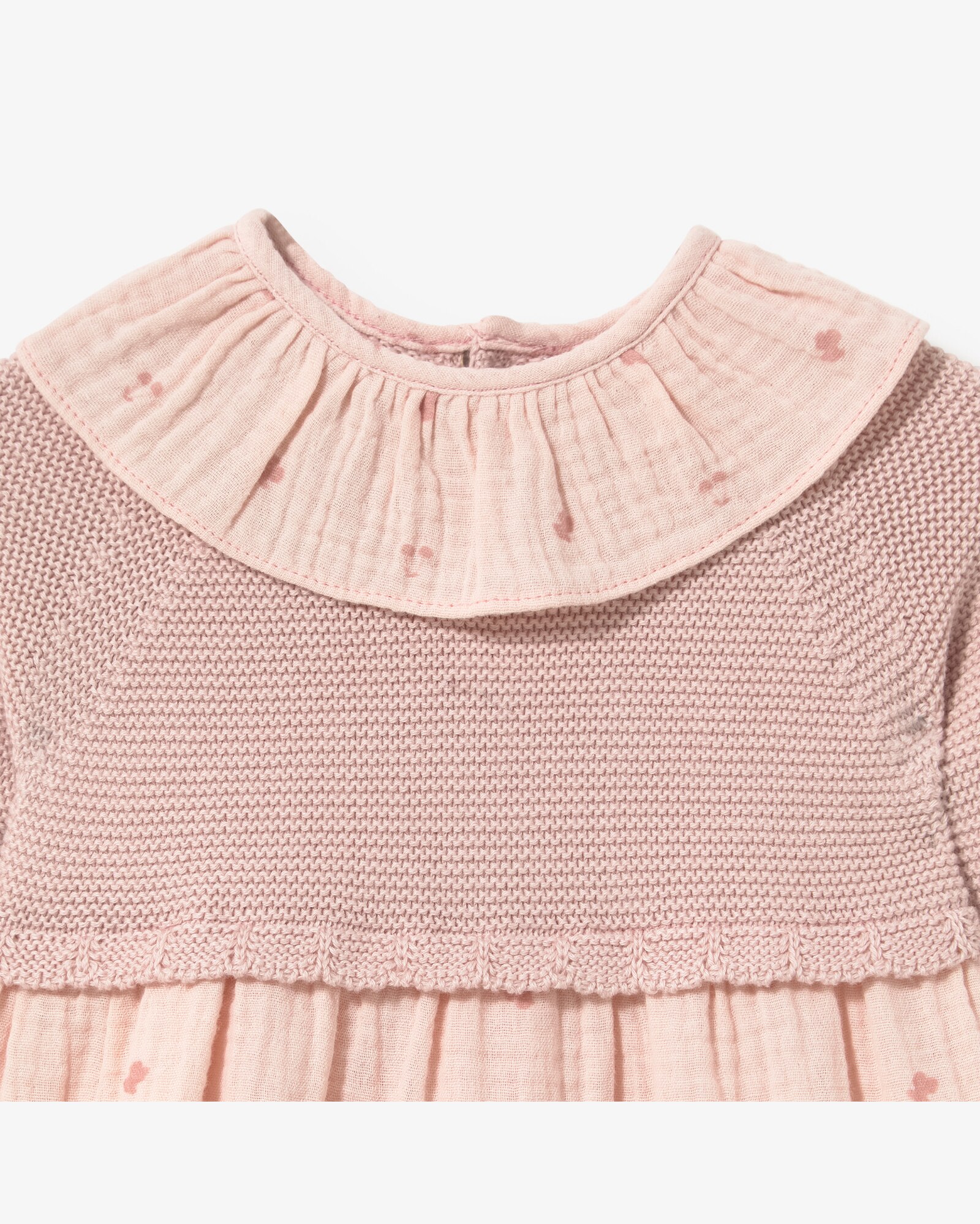 Vestido Infantil Combinado em Tricô e Estampado com Ursos Tous Rosa-3