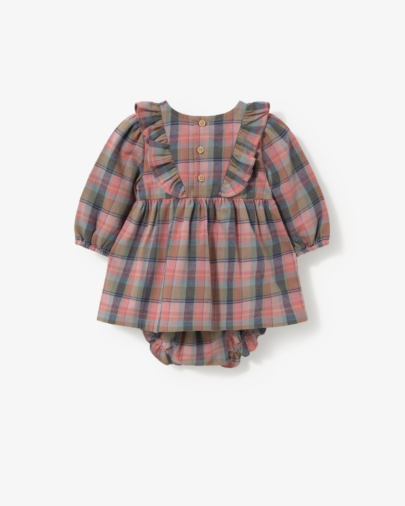 Conjunto para Bebé de Algodão Aos Quadrados com Folhos Multicolor-2
