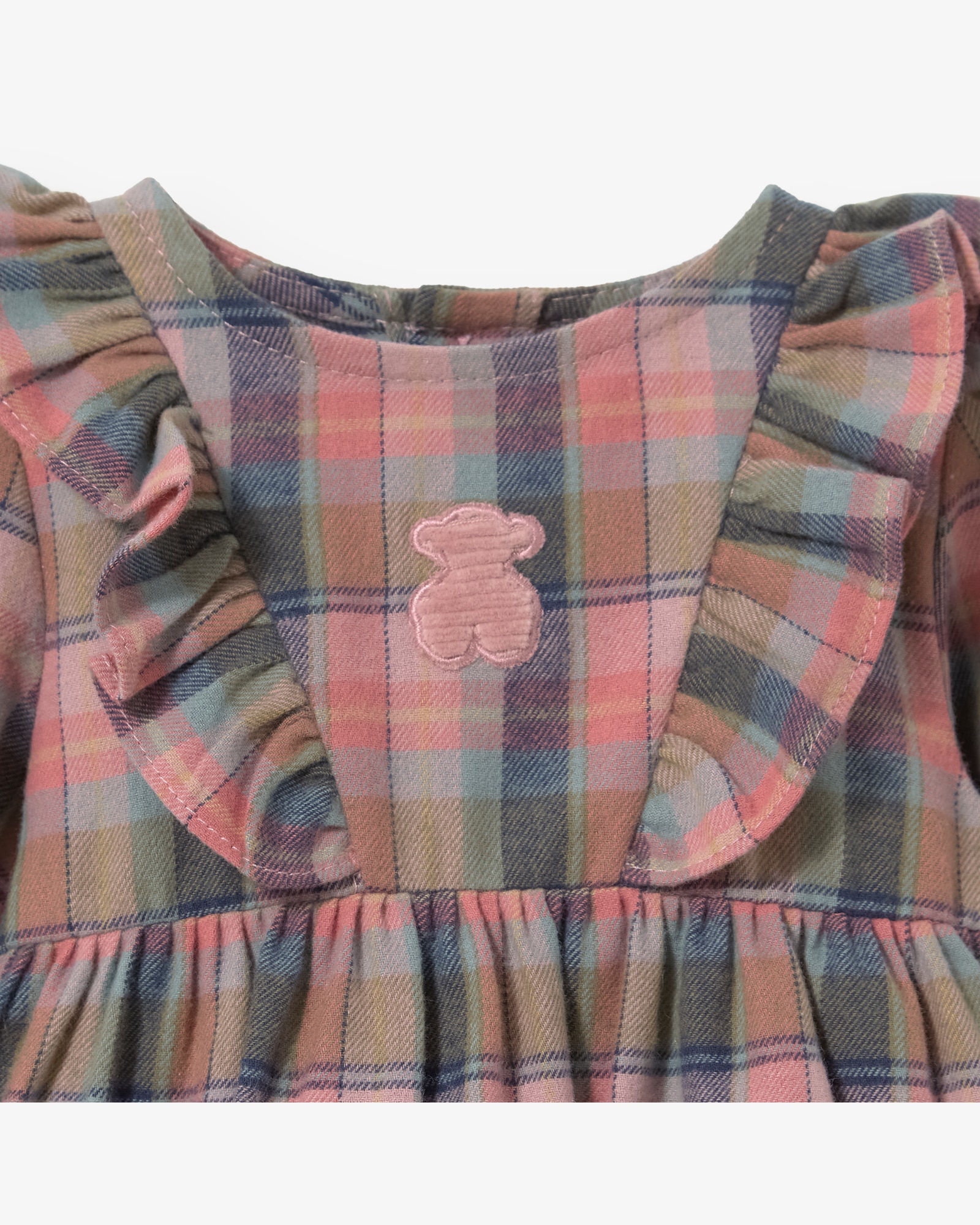 Conjunto para Bebé de Algodão Aos Quadrados com Folhos Multicolor-4