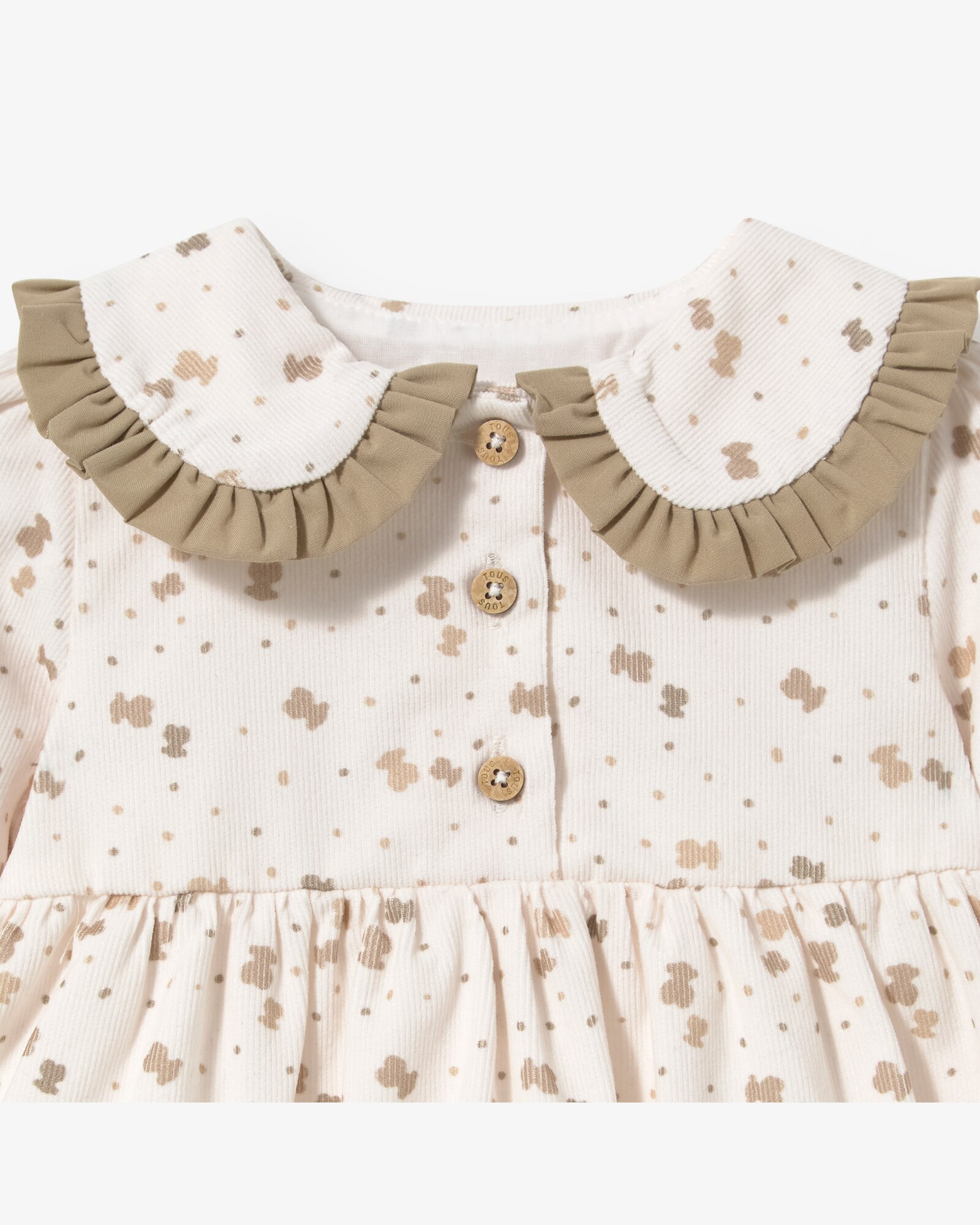 Vestido Infantil em Algodão Estampado com Ursos Tous Cru-3
