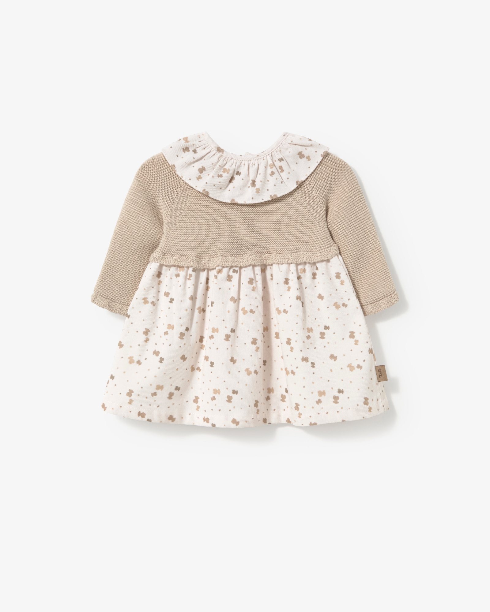 Imagem 0 de Vestido Infantil Combinado em Tricô e Estampado com Ursos