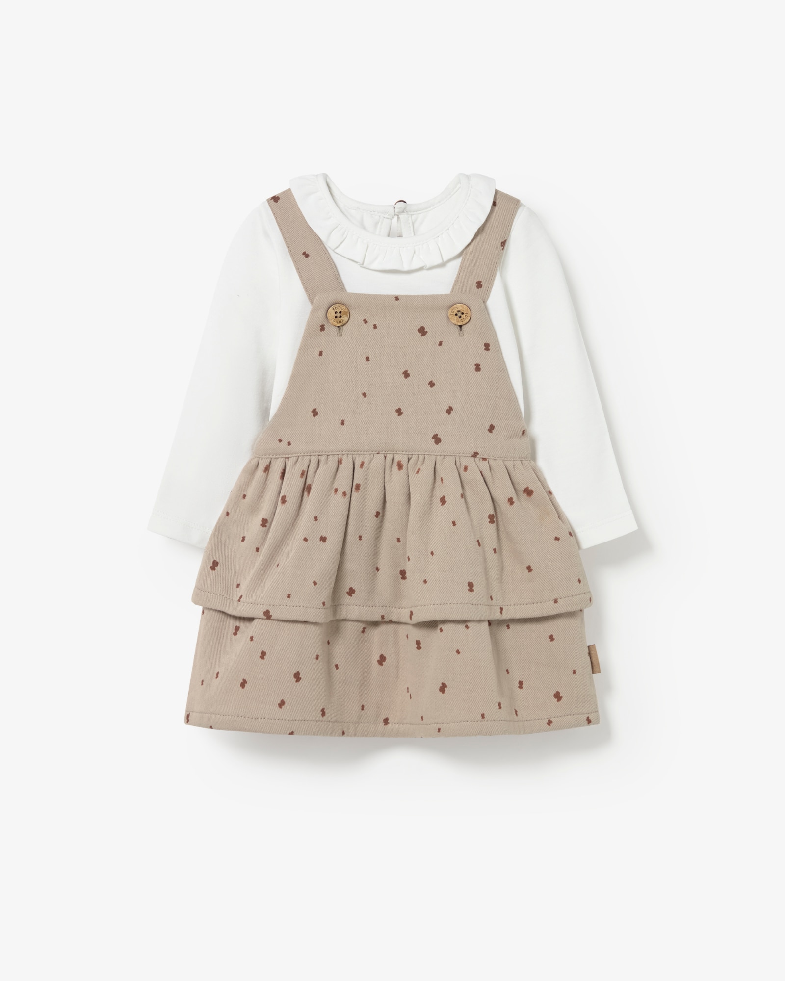 Imagem 0 de Conjunto Infantil com T-shirt e Jardineira com Folhos Estampado com Ursos