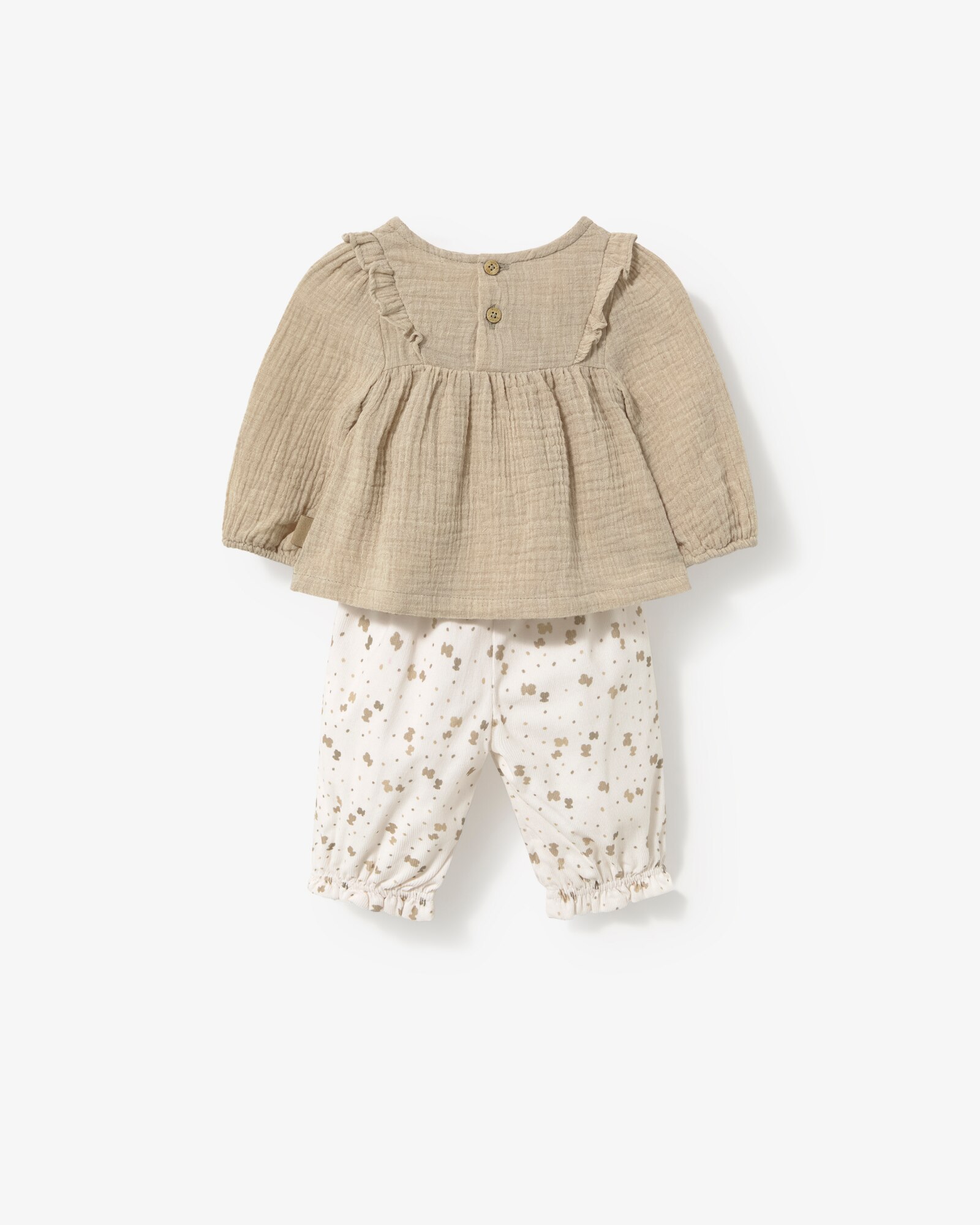 Conjunto Infantil com T-shirt e Jardineira com Folhos Estampado com Ursos Tous Cru-2