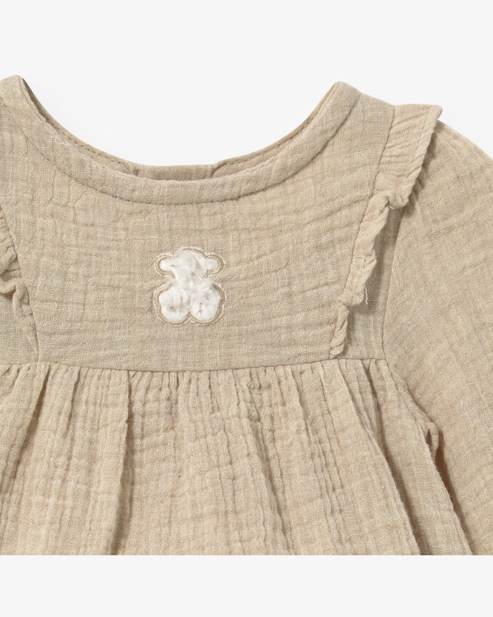 Conjunto Infantil com T-shirt e Jardineira com Folhos Estampado com Ursos Tous Cru-4