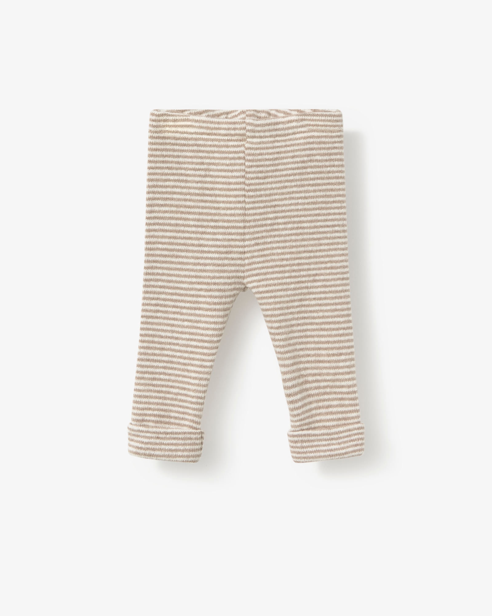 Conjunto Infantil de Camisola com Folho e Leggings Às Riscas Bege-3