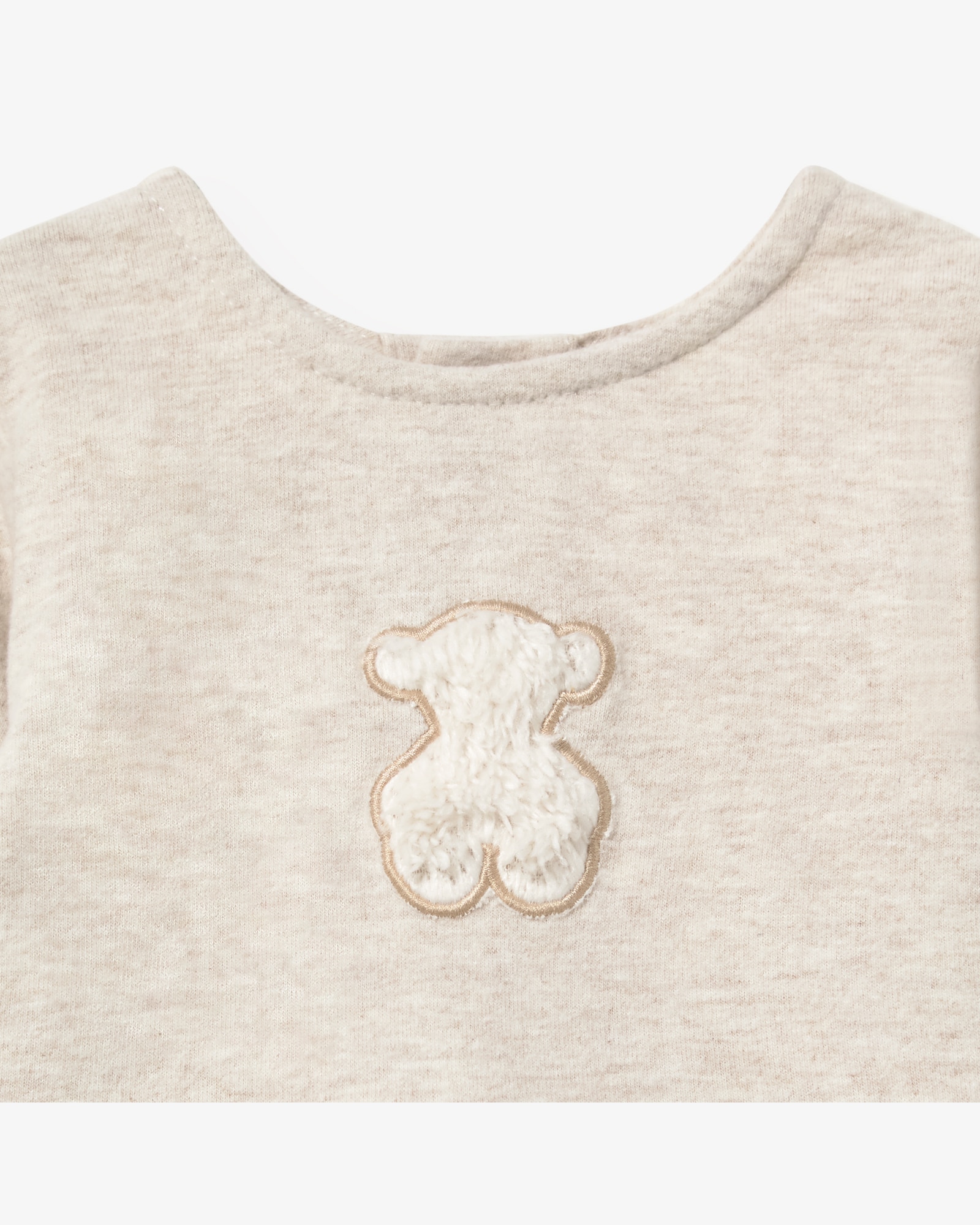 Conjunto Infantil de Camisola com Folho e Leggings Às Riscas Bege-4