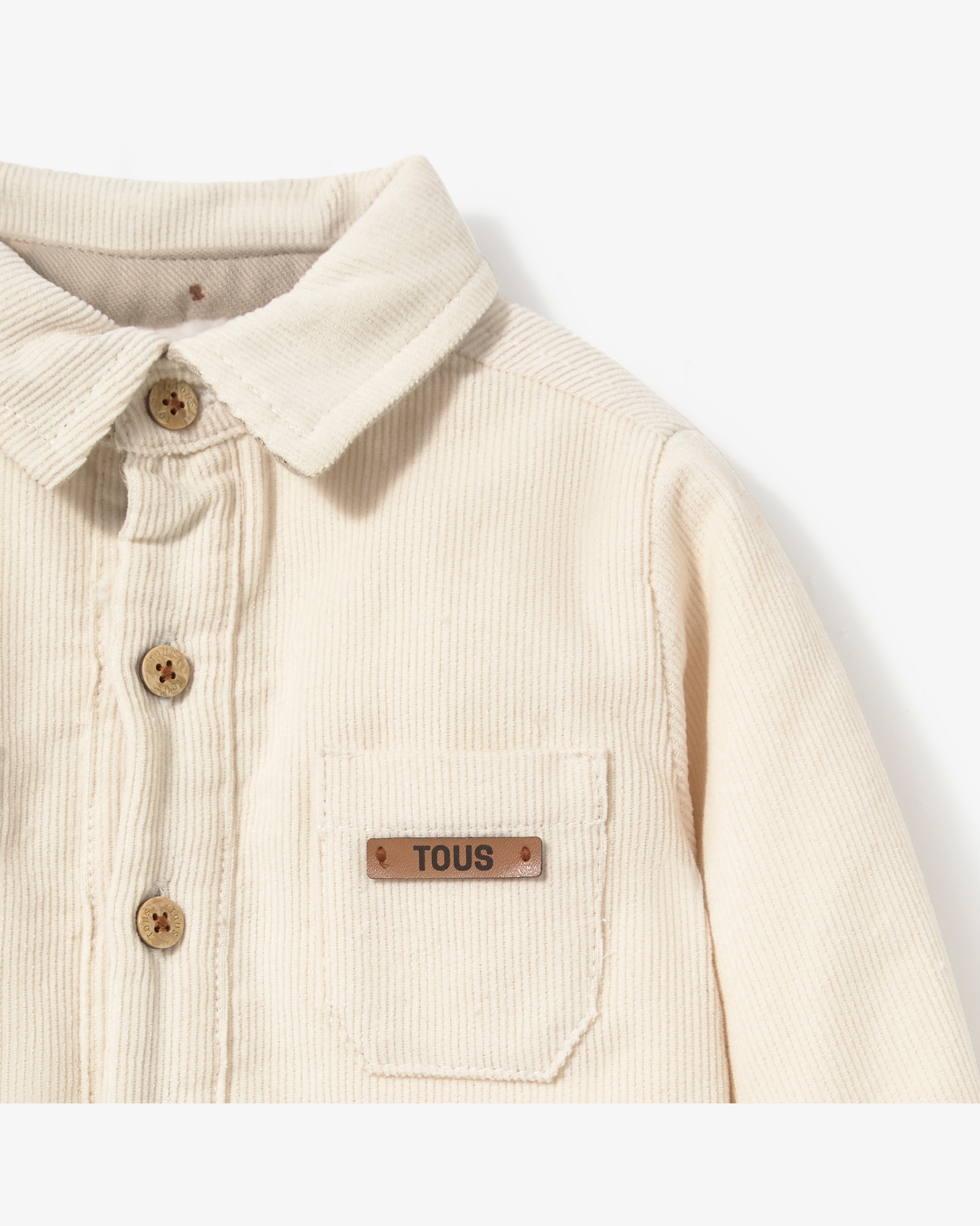Camisa Infantil em Algodão de Microbombazina Corte Casual Tous Cru-3