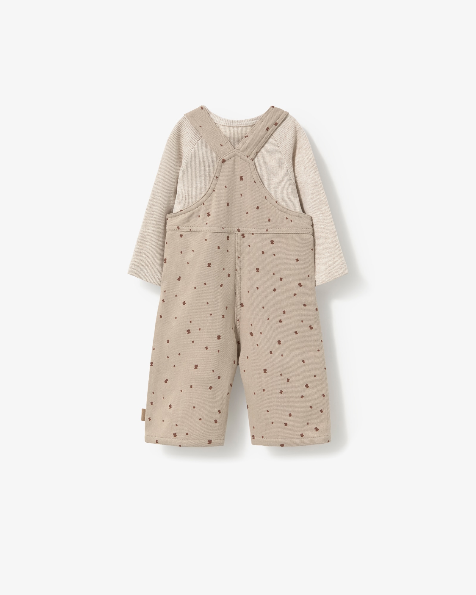 Conjunto Infantil de Camisola e Jardineiras com Ursinhos Bege-2