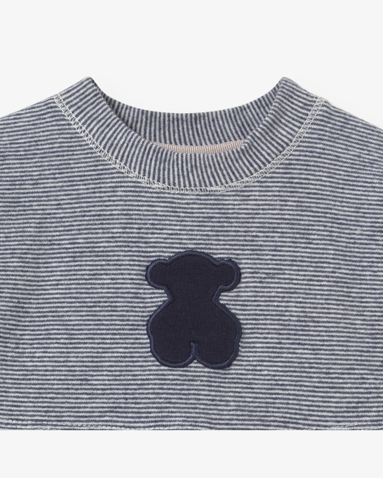 Vestido Infantil Combinado Às Riscas e Tecido Jaspeado Tous Azul-marinho-3